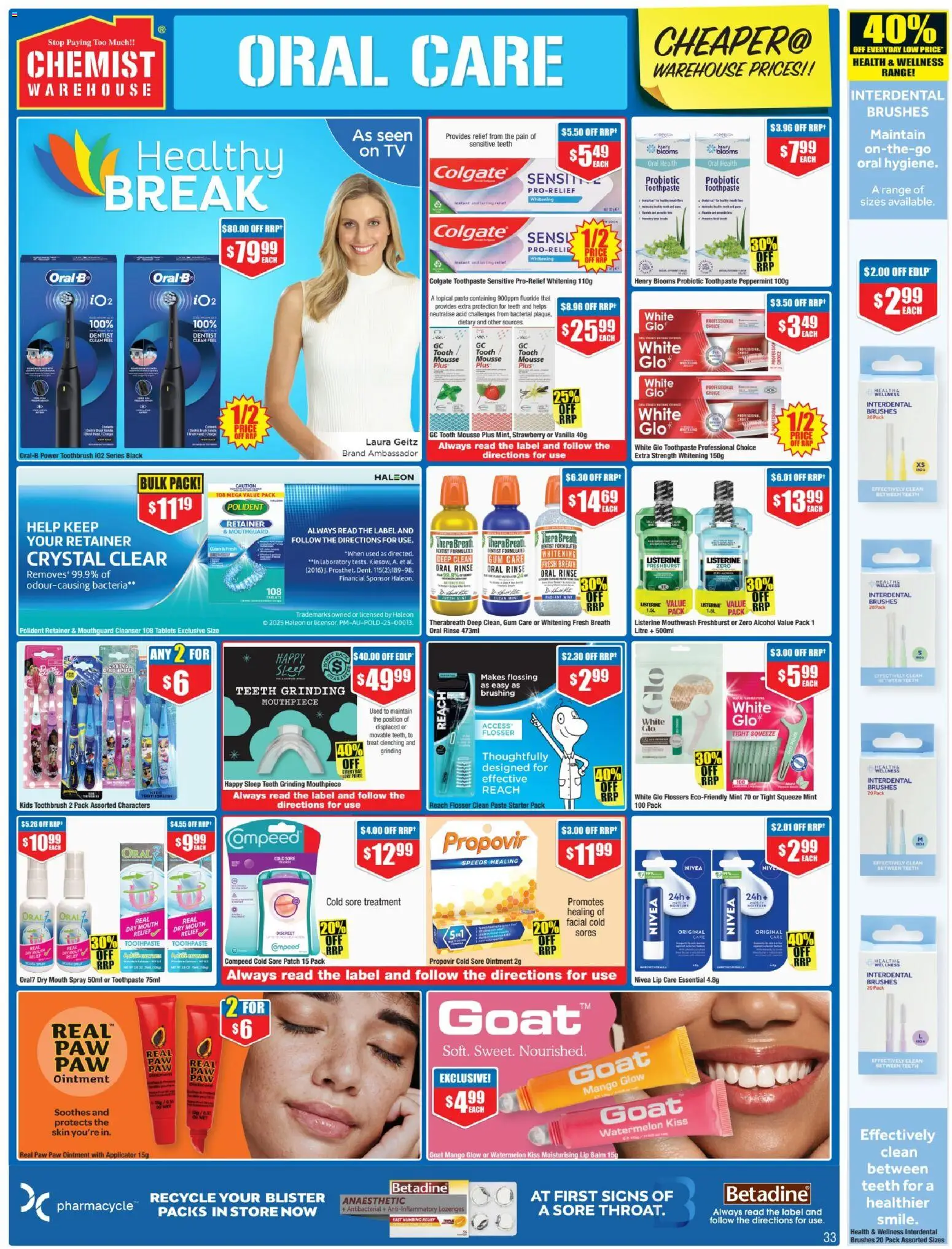 Chemist Warehouse catalogue - valid from 26.03.2026 | Page: 33 | Products: Tv, Lip care, Sensitive teeth, Tablets