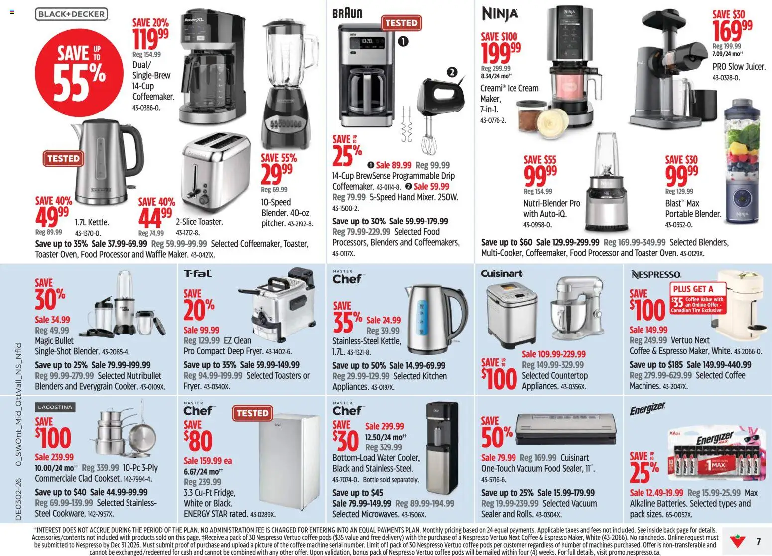 Canadian Tire flyer valid from 08.01.2026 | Page: 7 | Products: Cream, Ice cream, Toaster, Coffee