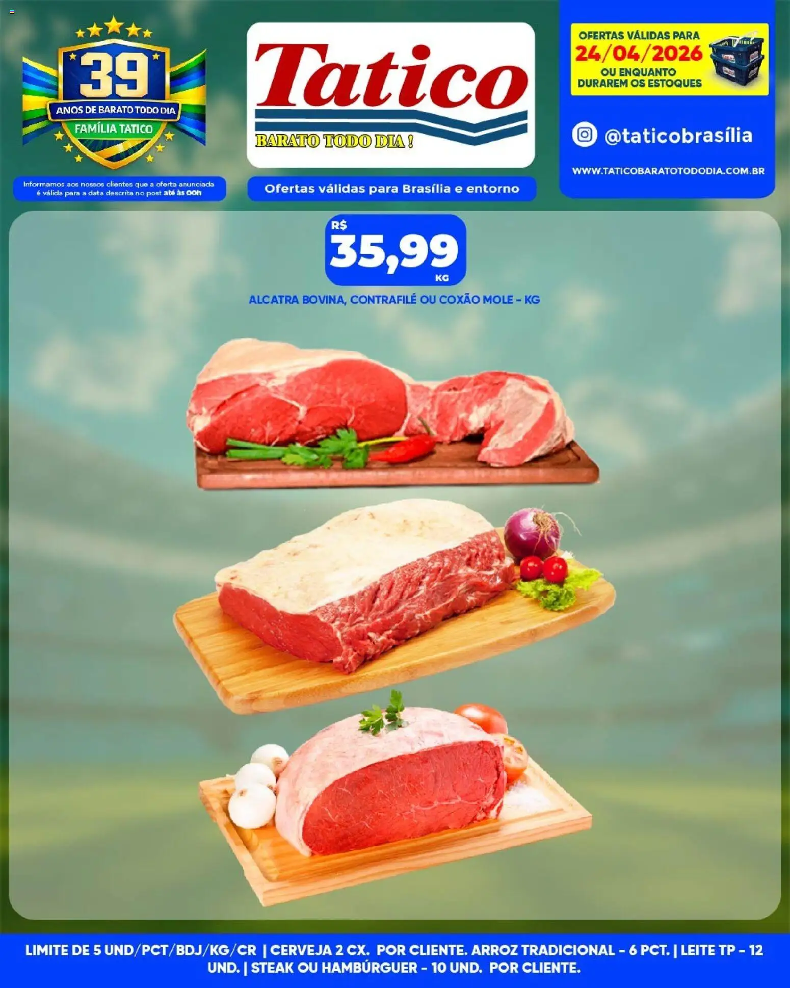 Tatico Folheto - válido de 24.04.2026 | Página: 16 | Produtos: Alcatra, Leite, Cerveja, Hambúrguer