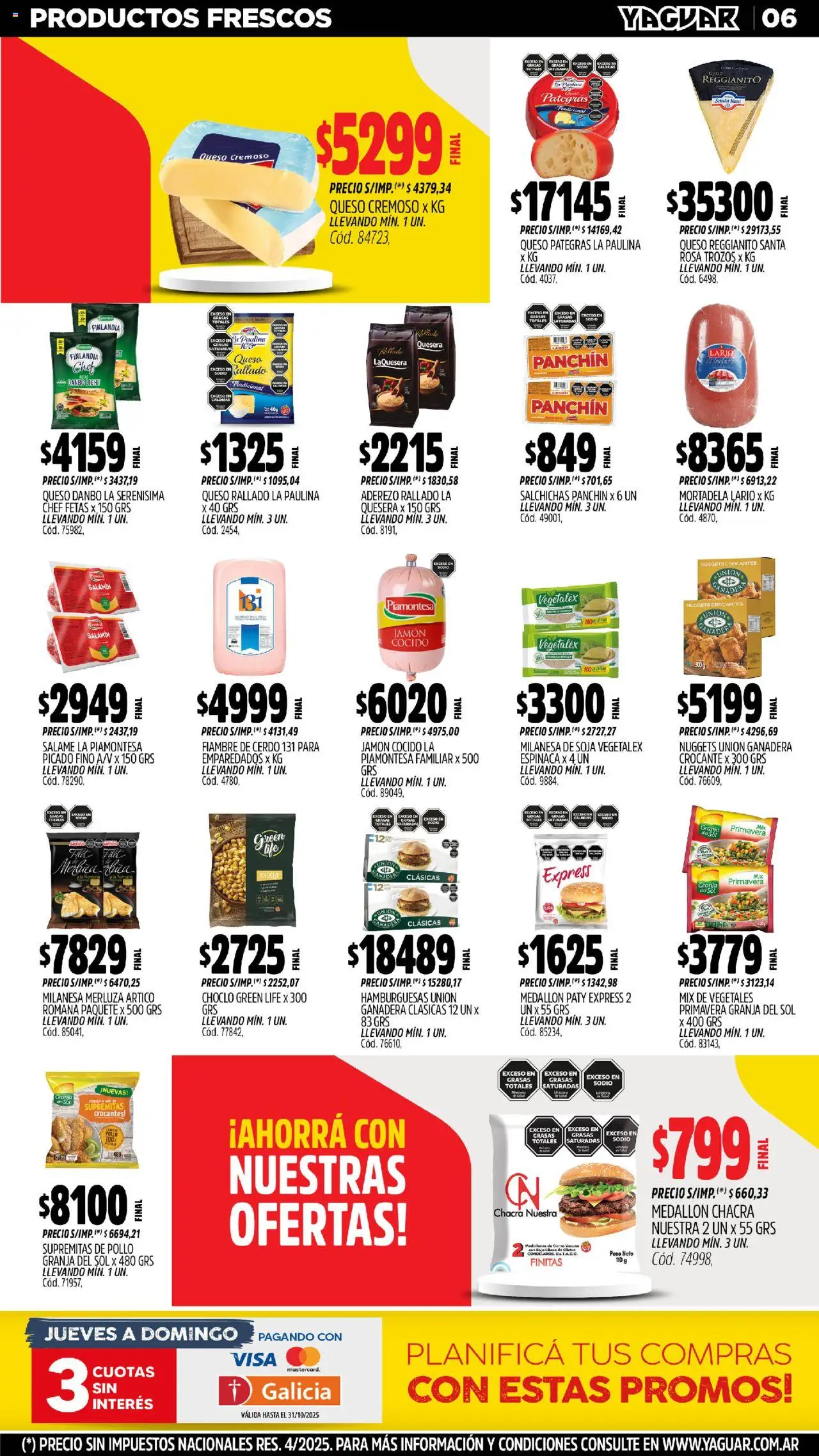 Yaguar - José C. Paz │ válido desde el 20.10.2025 | Página: 5 | Productos: Choclo, Mortadela, Jamón, Cerdo