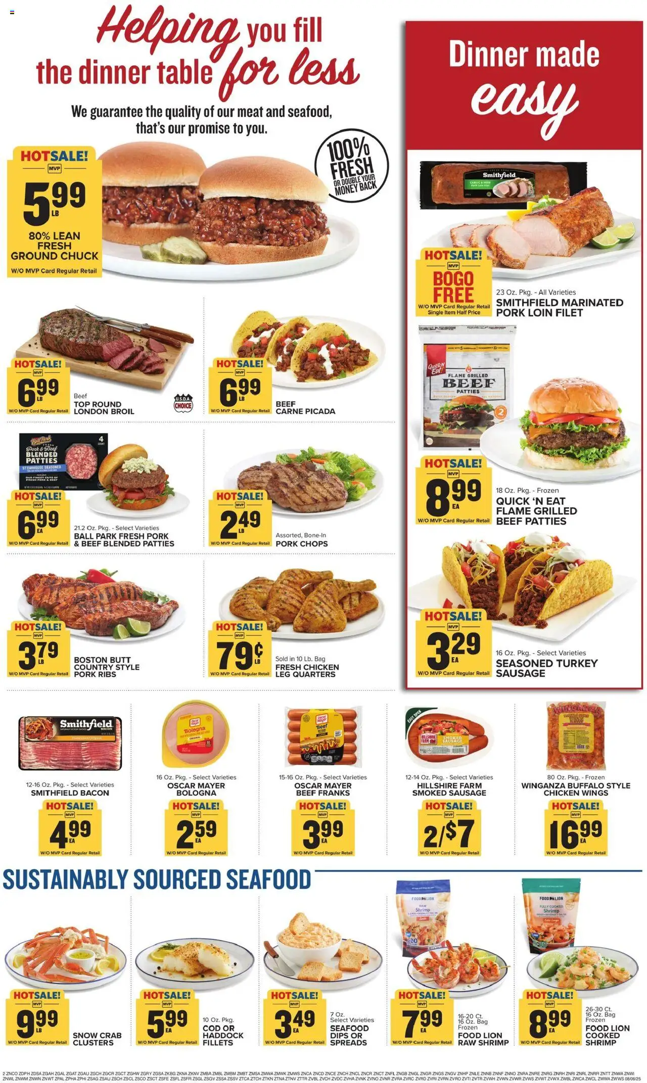 Food Lion Weekly Ad - valid from 06.08.2025 | Page: 2 | Products: Pork, Seafood, Sausage, Garlic