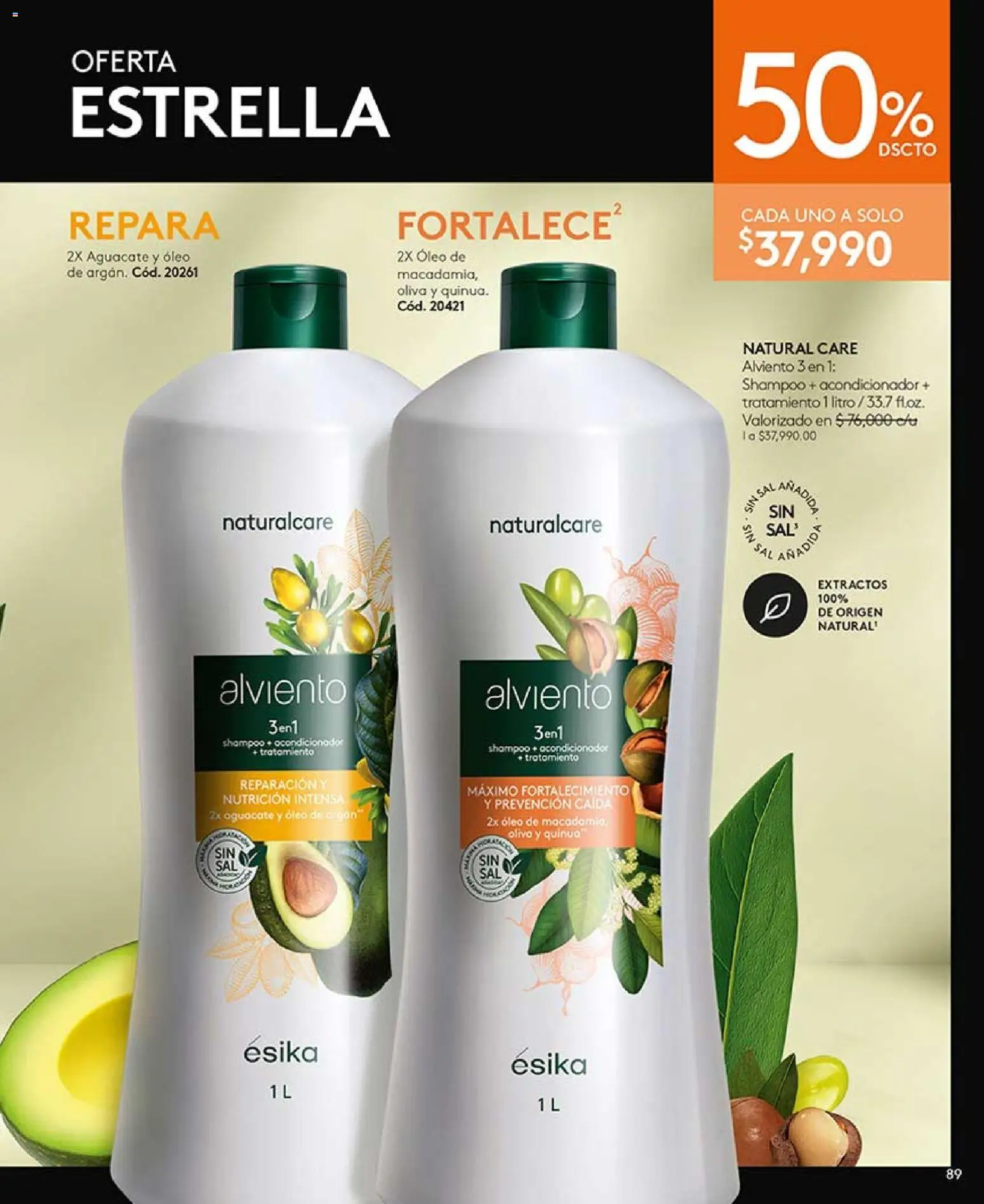 Ésika revista - valida desde el 03.04.2026 | Página: 89 | Productos: Aguacate, Sal, Acondicionador, Oliva