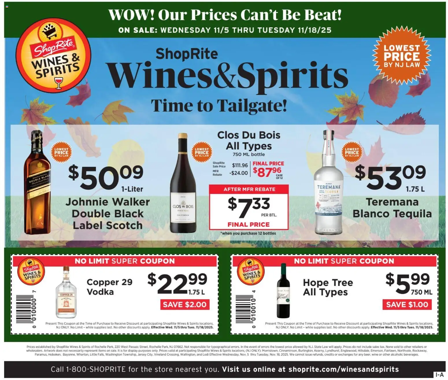 ShopRite Wine & Spirits - valid from 05.11.2025 | Page: 1 | Products: Wine, Vodka, Case