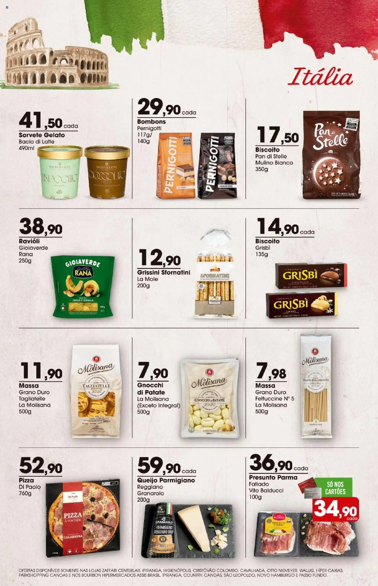 Zaffari Folheto - válido de 07.08.2025 | Página: 4 | Produtos: Biscoito, Queijo, Presunto, Massa