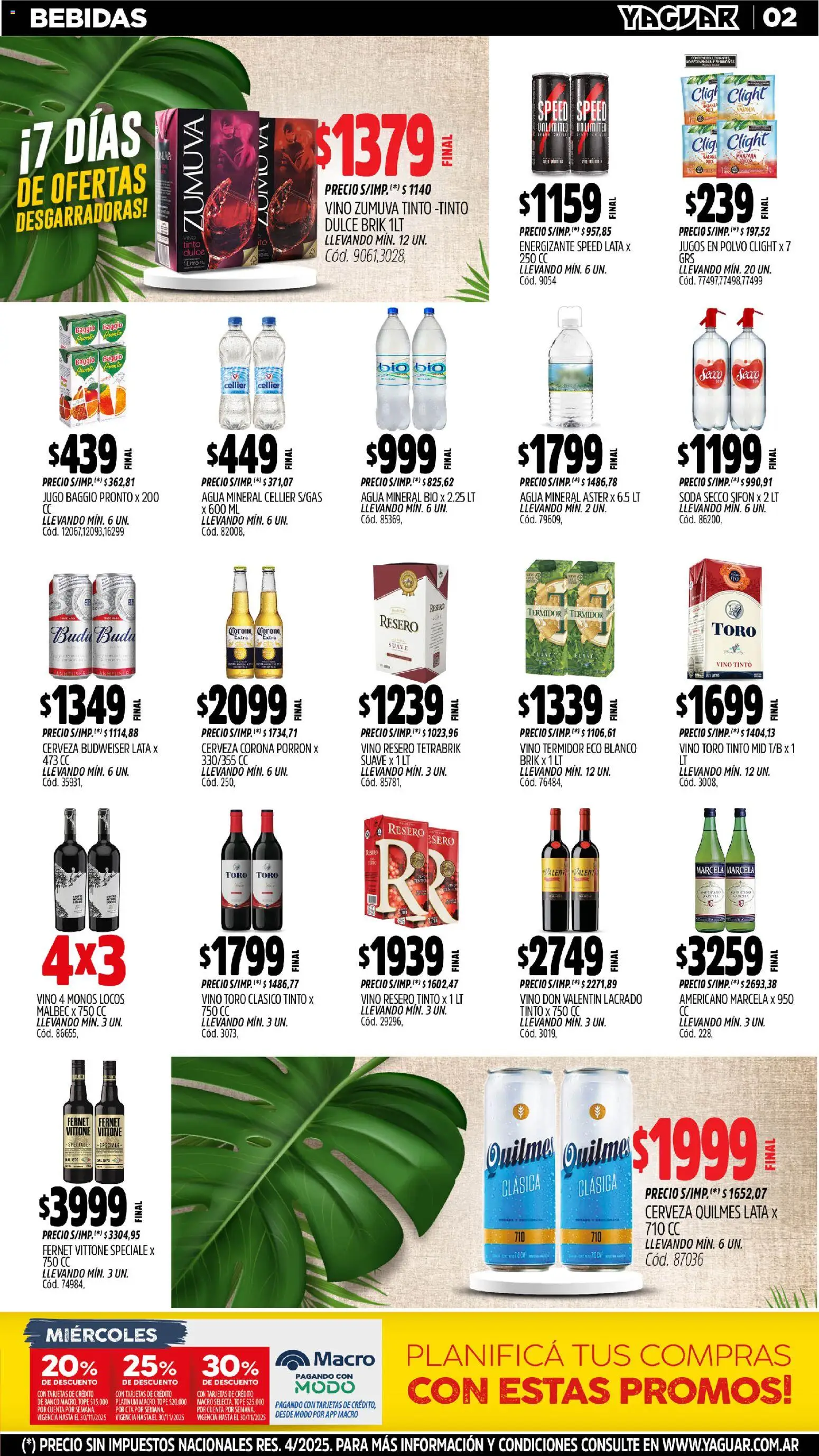 Yaguar - Mendoza │ válido desde el 10.11.2025 | Página: 2 | Productos: Fernet, Soda, Jugo, Vino