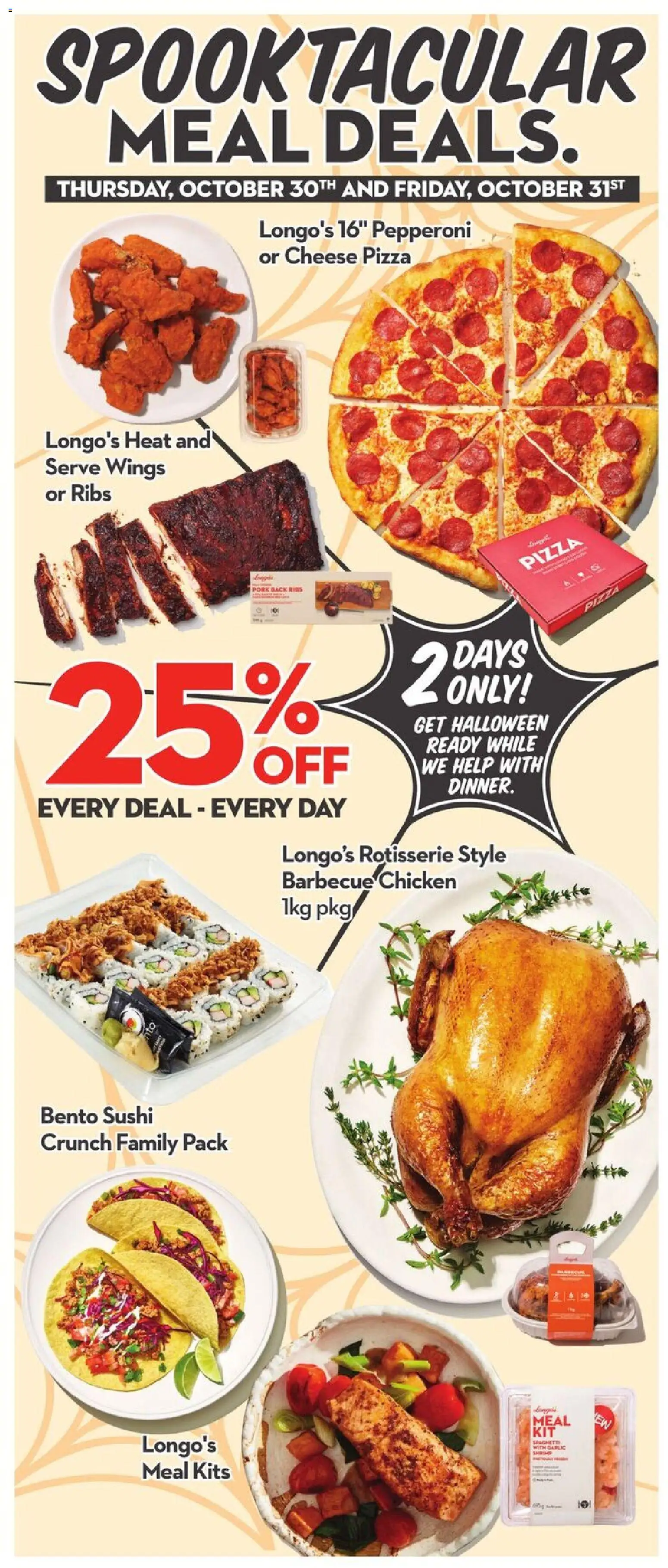 Longo's flyer valid from 30.10.2025 | Page: 3 | Products: Cheese, Pizza, Chicken, Pork