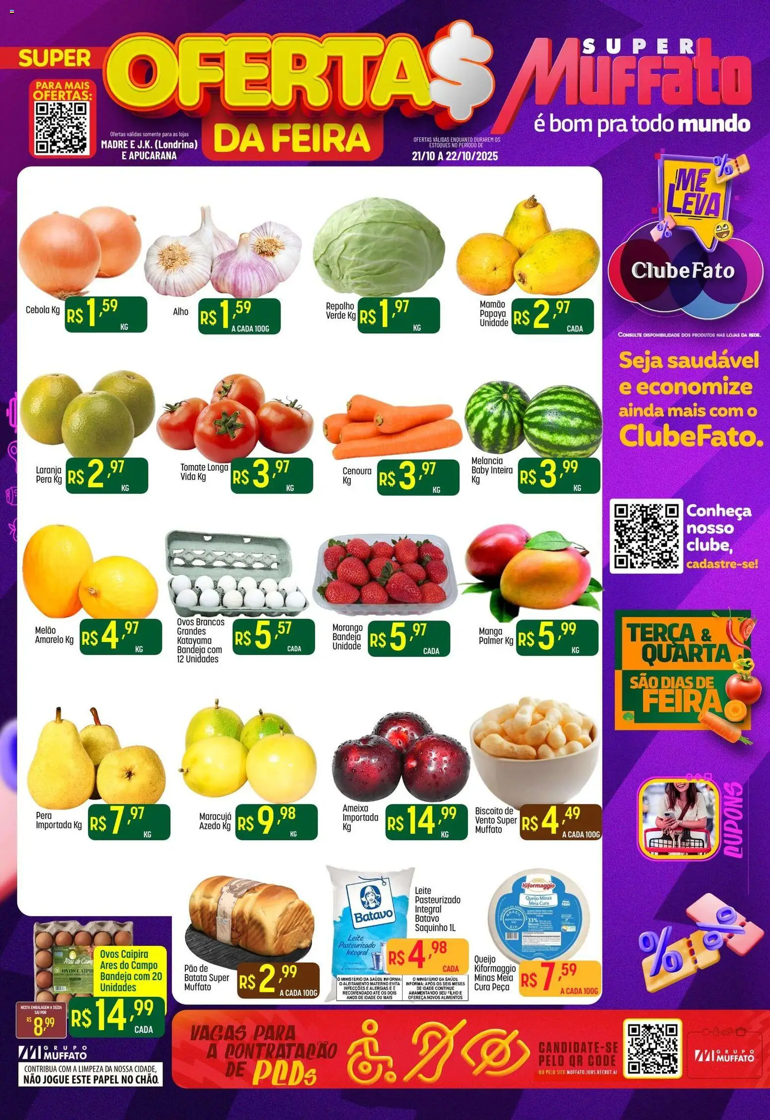 Super Muffato Folheto - válido de 21.10.2025 | Página: 1 | Produtos: Alho, Queijo, Bandeja, Mamão