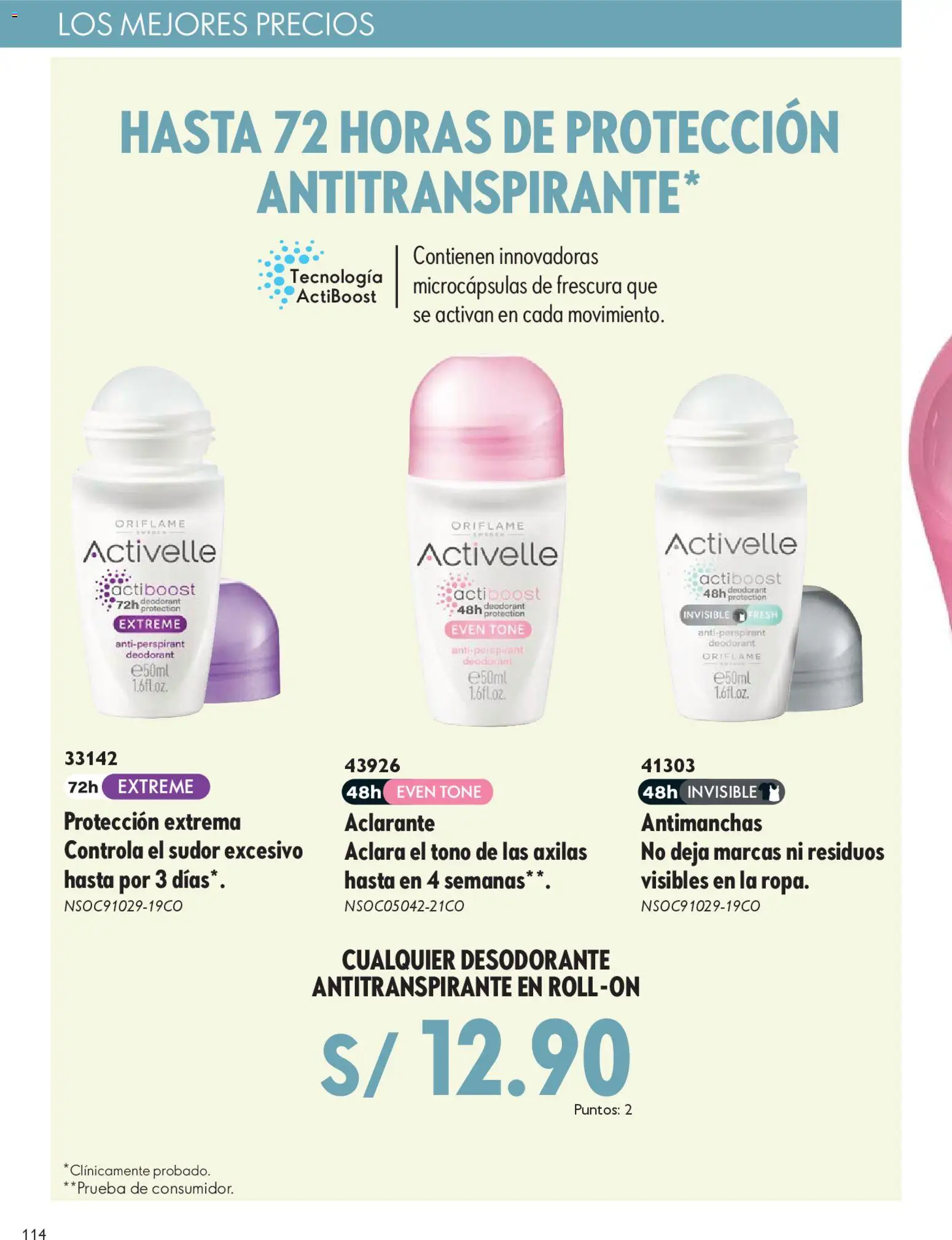 Catálogo Oriflame válido desde 27.12.2025 | Página: 114 | Productos: Desodorante, Antitranspirante