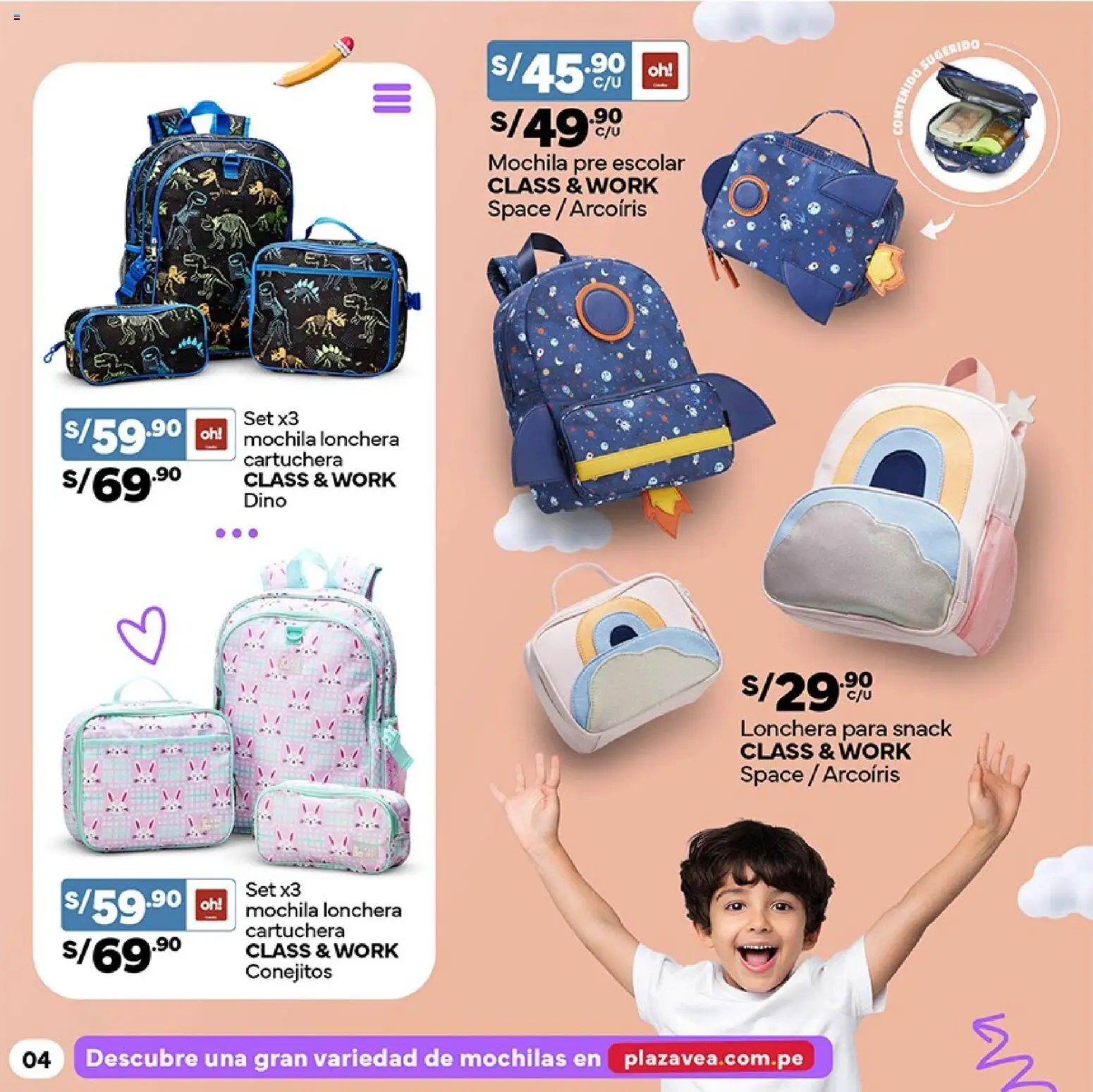 Catálogo Plaza Vea válido desde 02.02.2026 | Página: 4 | Productos: Mochila, Mochilas