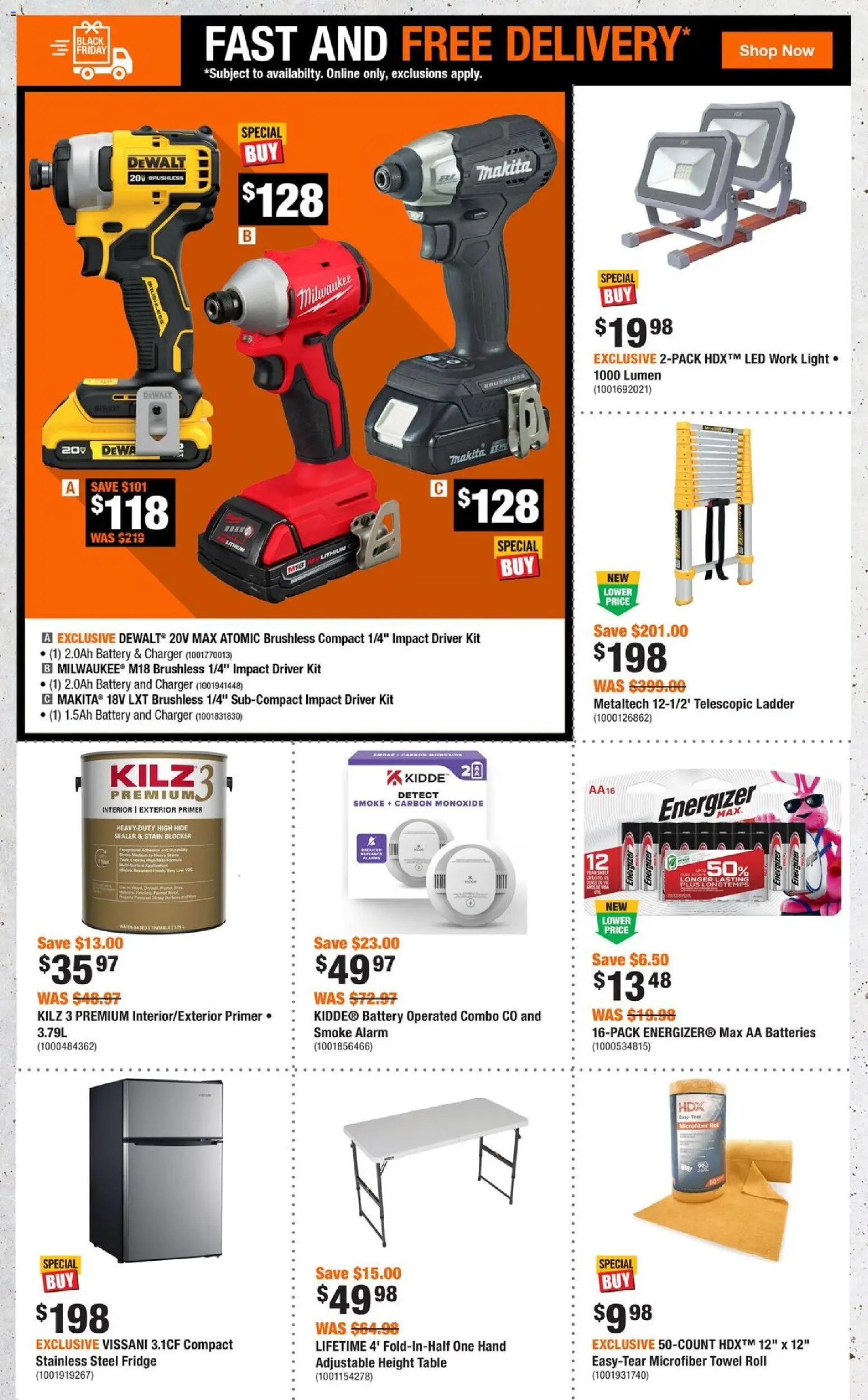 Home Depot flyer valid from 06.11.2025 | Page: 2 | Products: Table, Battery