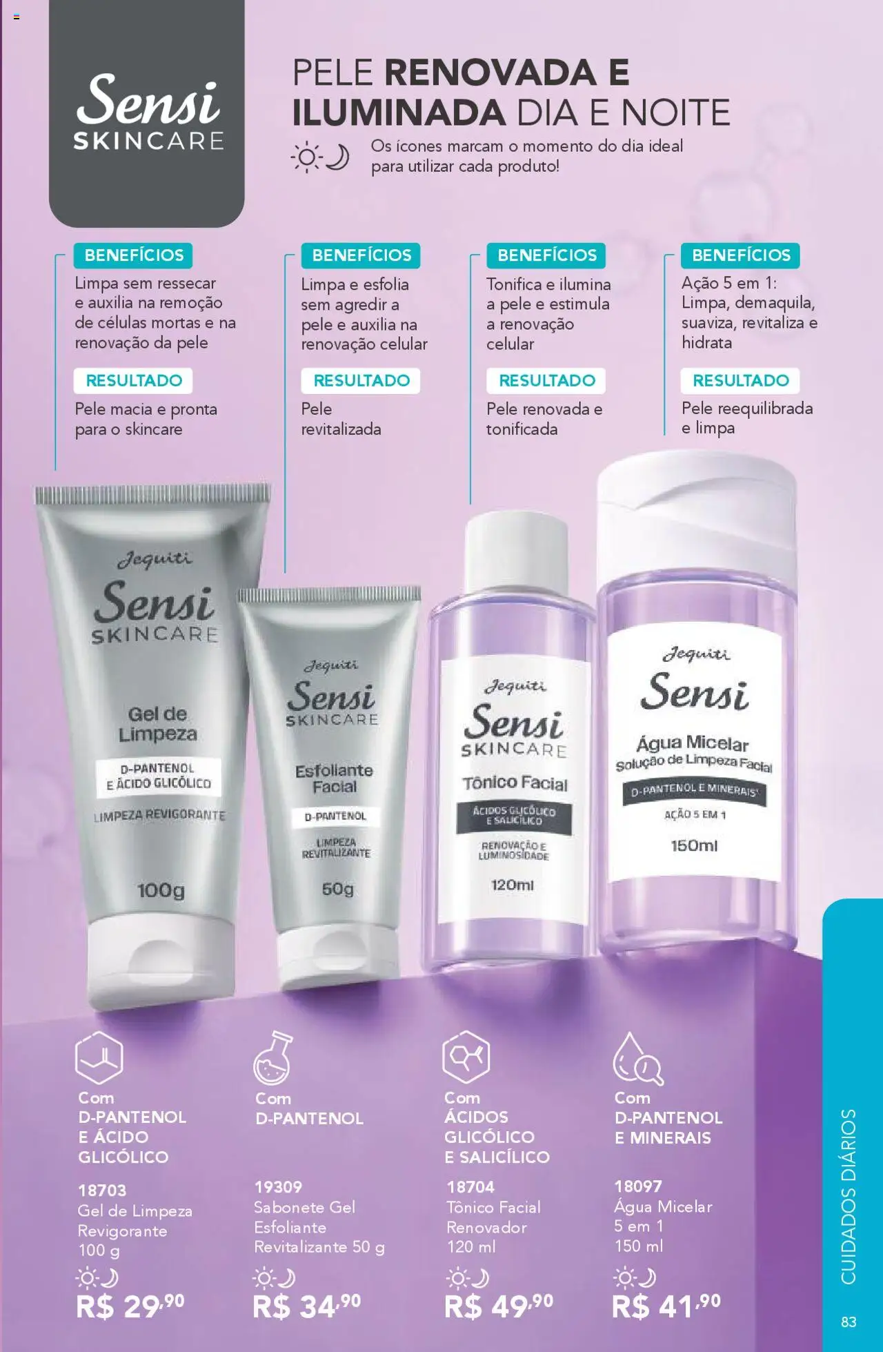 Jequiti Folheto - válido de 03.10.2025 | Página: 83 | Produtos: Tônico, Água micelar, Gel de limpeza, Sabonete