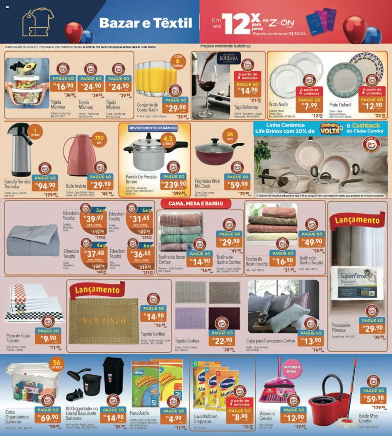 Supermercados Condor Folheto - válido de 15.10.2025 | Página: 29 | Produtos: Travesseiro, Garrafa térmica, Copa, Toalha de banho