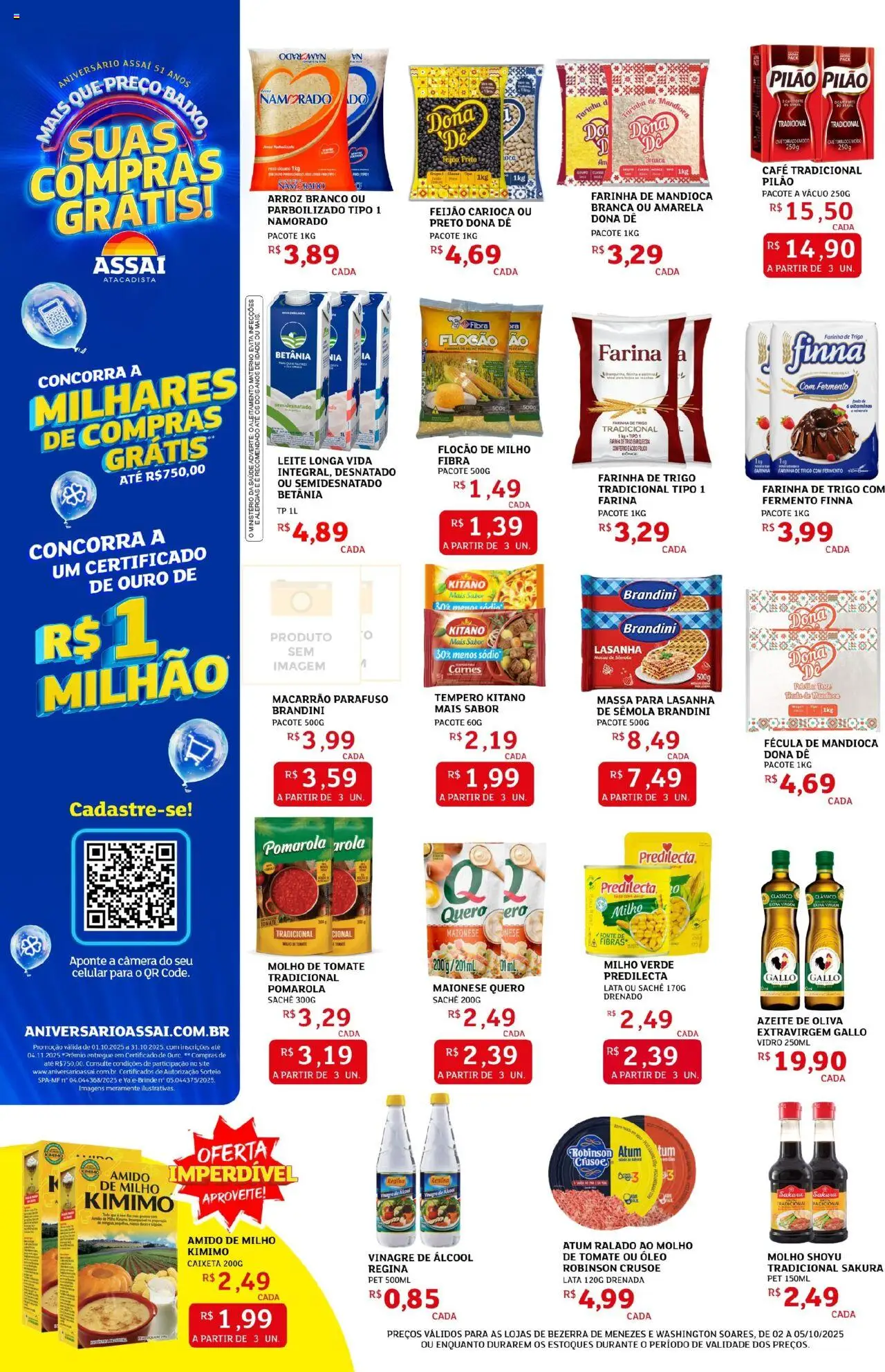 Assaí Atacadista Folheto - válido de 02.10.2025 | Página: 2 | Produtos: Feijão, Milho verde, Vinagre, Azeite