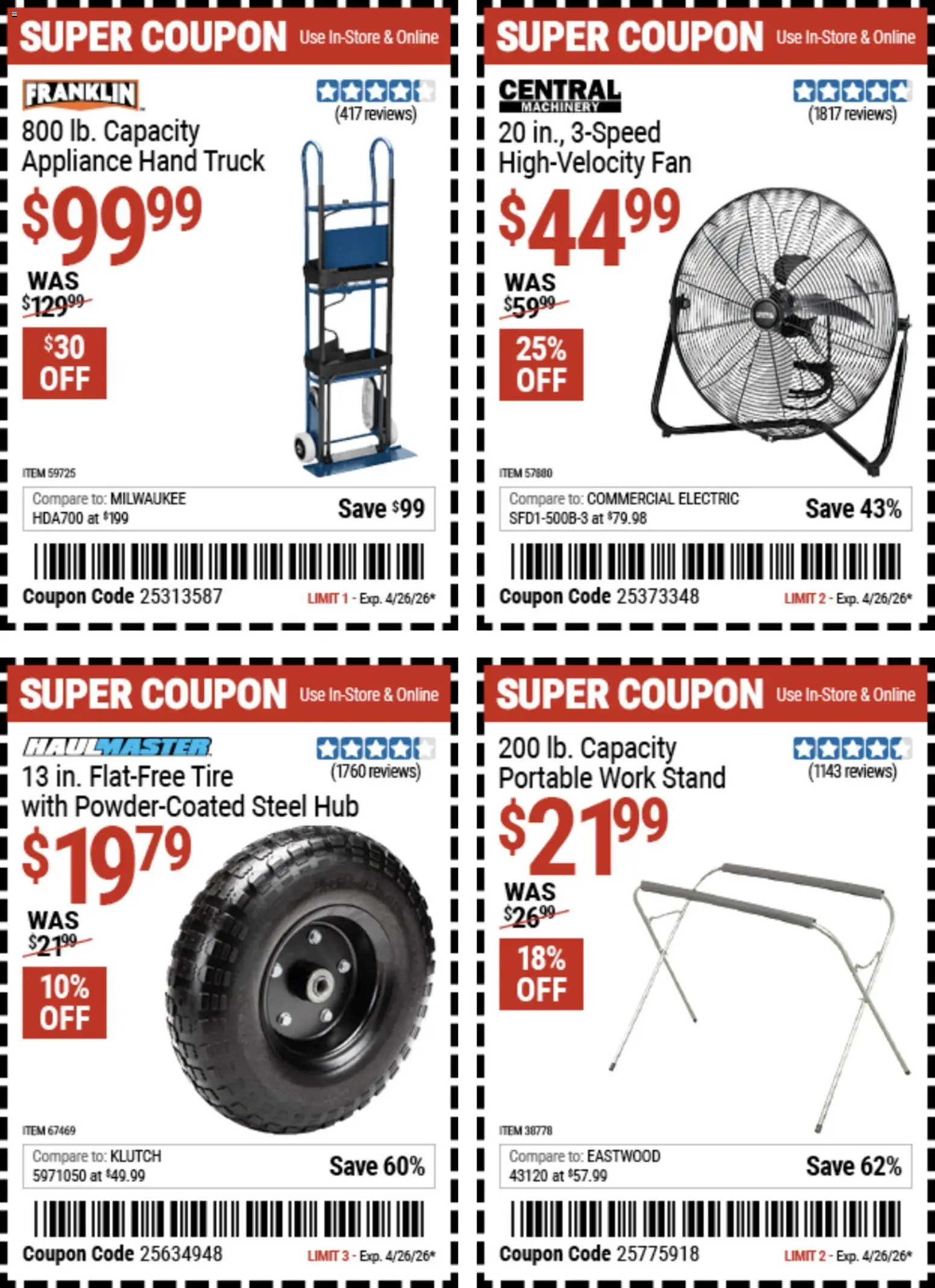 Harbor Freight Weekly Ad - valid from 14.04.2026 | Page: 12 | Products: Tire, Hub, Fan