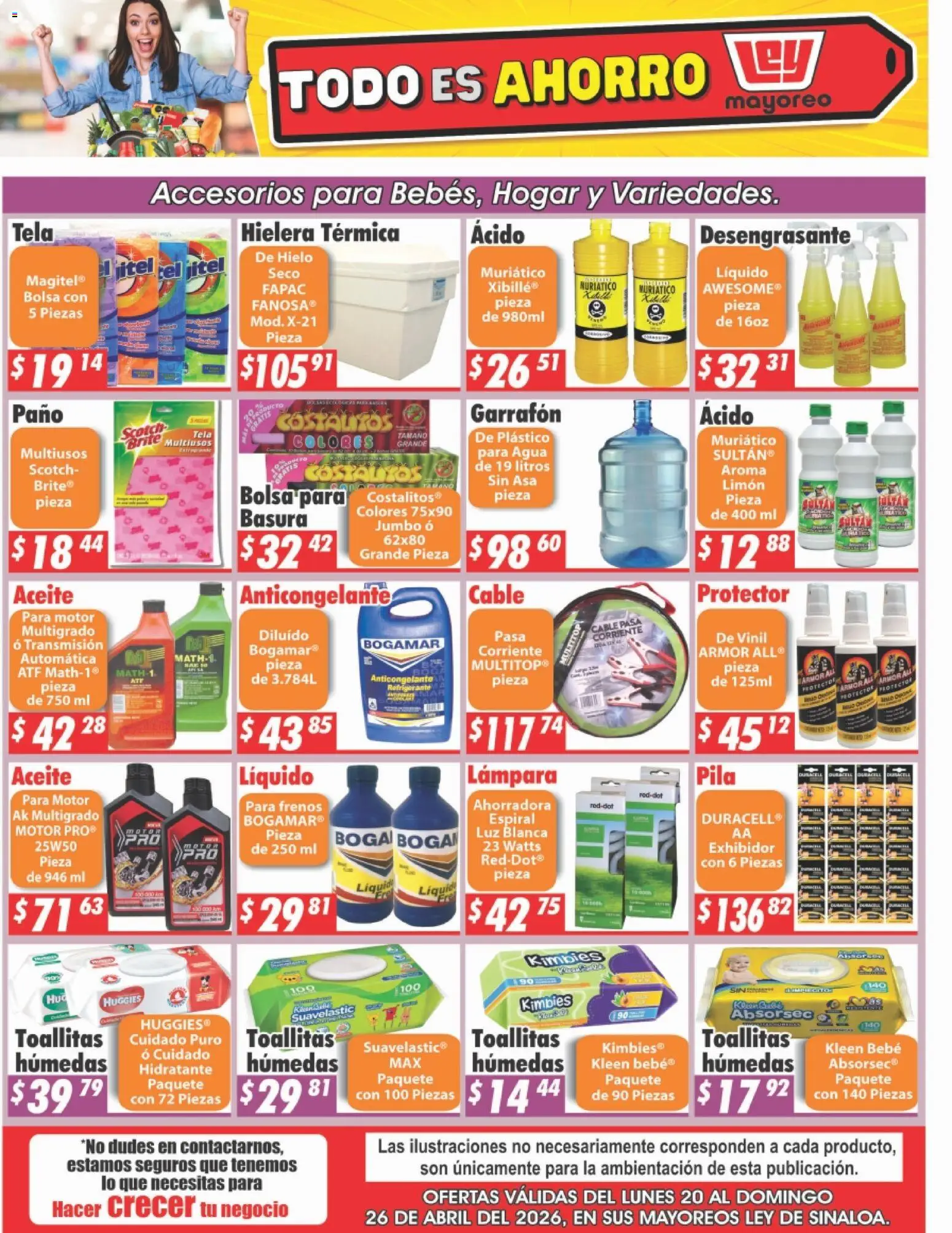 Nuevas ofertas de Casa Ley válidas en toda la República Mexicana desde el 20.04.2026. ¡Encuentra las mejores ofertas en Casa Ley folleto Sinaloa! | Página: 1 | Productos: Bolsa, Hielera, Cable, Pila