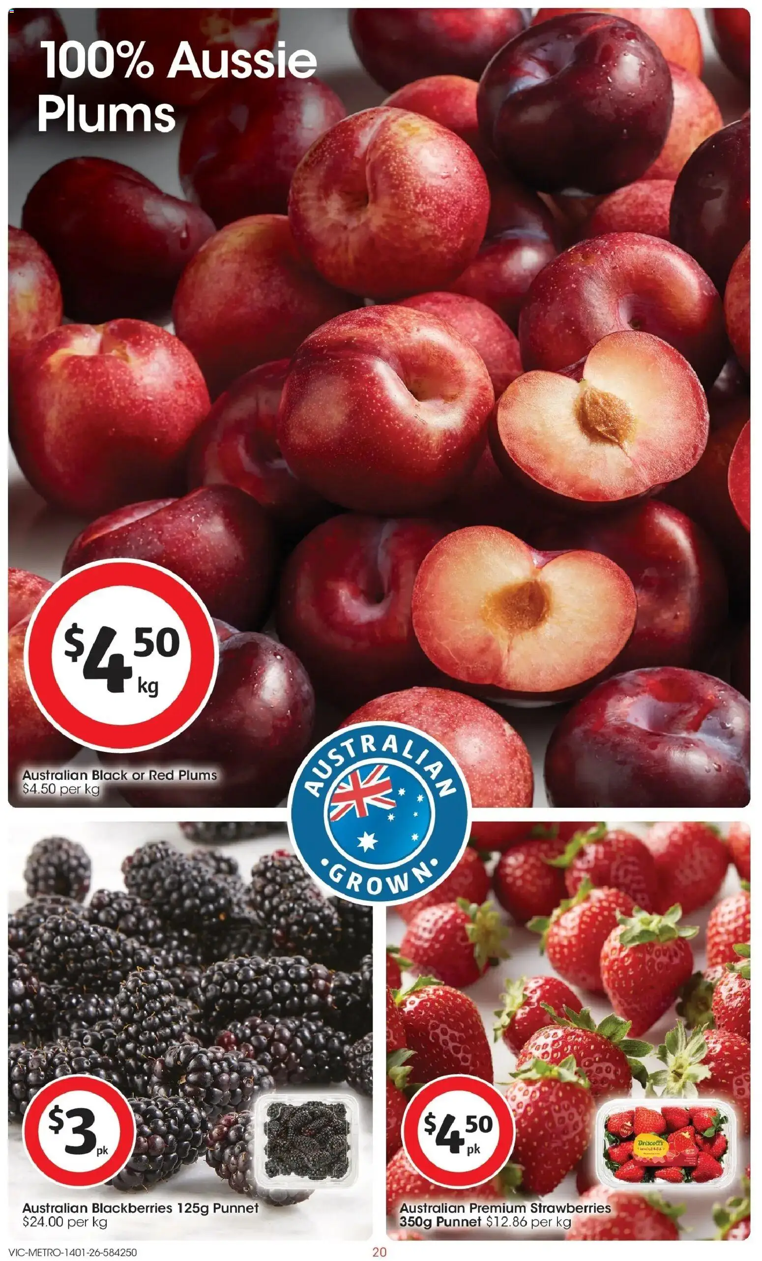 Coles catalogue - valid from 14.01.2026 | Page: 20 | Products: Strawberries, Plums