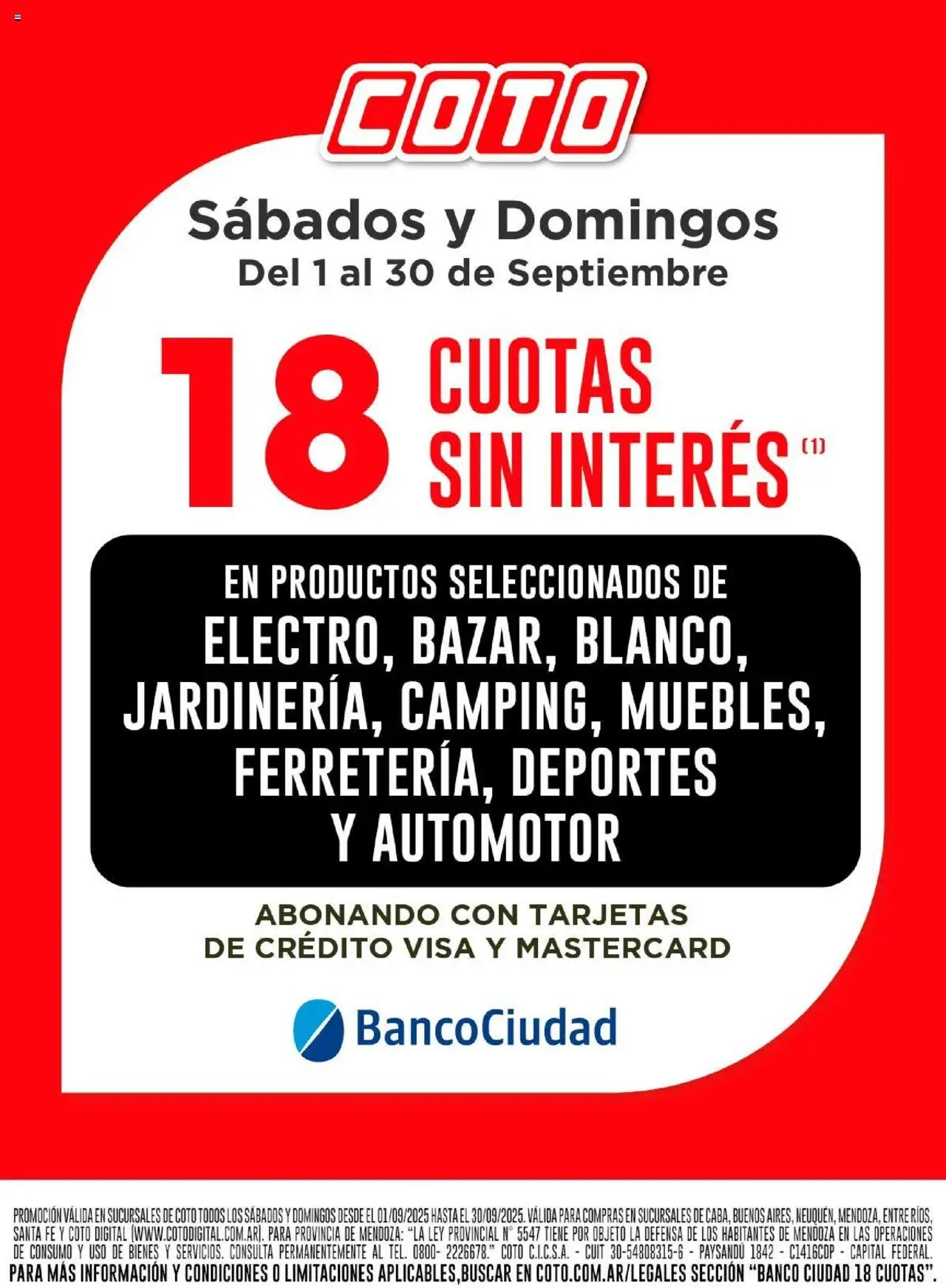 Coto - Banco Ciudad │ válido desde el 01.09.2025 | Página: 1 | Productos: Banco