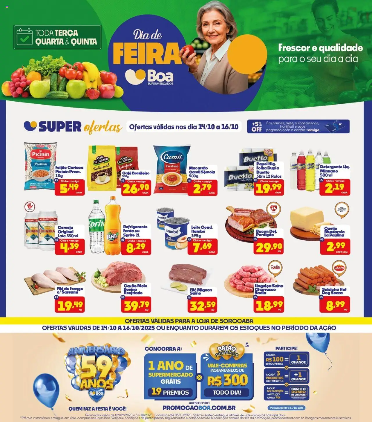 Boa Supermercados Folheto - válido de 14.10.2025 | Página: 1 | Produtos: Detergente, Leite, Macarrão, Refrigerante