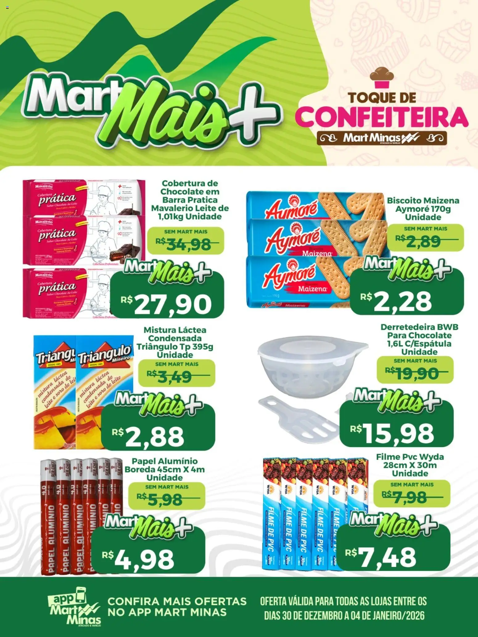 Mart Minas Folheto - válido de 30.12.2025 | Página: 2 | Produtos: filme de PVC, Biscoito, Leite, Chocolate