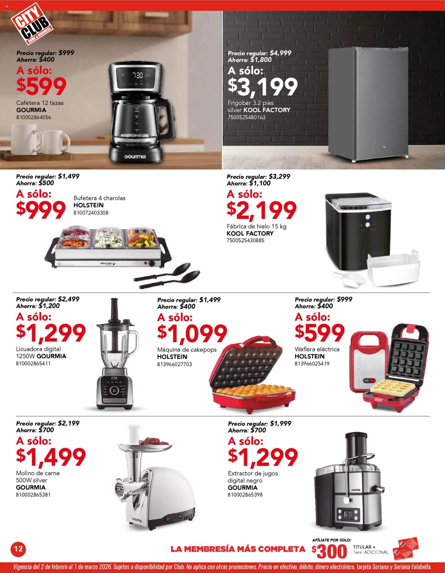 Nuevas ofertas de City Club válidas en toda la República Mexicana desde el 02.02.2026. ¡Encuentra las mejores ofertas en City Club catálogo! | Página: 12 | Productos: Licuadora, Frigobar, Cafetera, Extractor