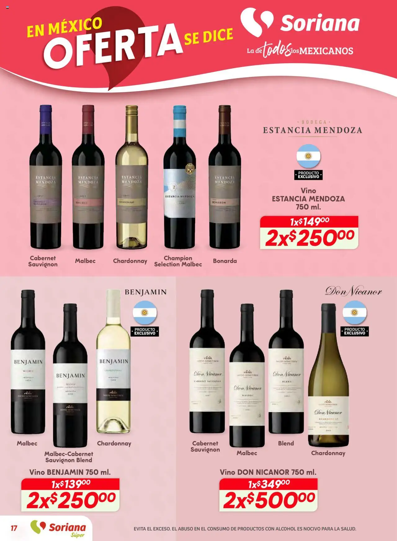 Nuevas ofertas de Soriana válidas en toda la República Mexicana desde el 25.09.2025. ¡Encuentra las mejores ofertas en Soriana - Preciazazaso Súper: Valle de México! | Página: 17 | Productos: Vino