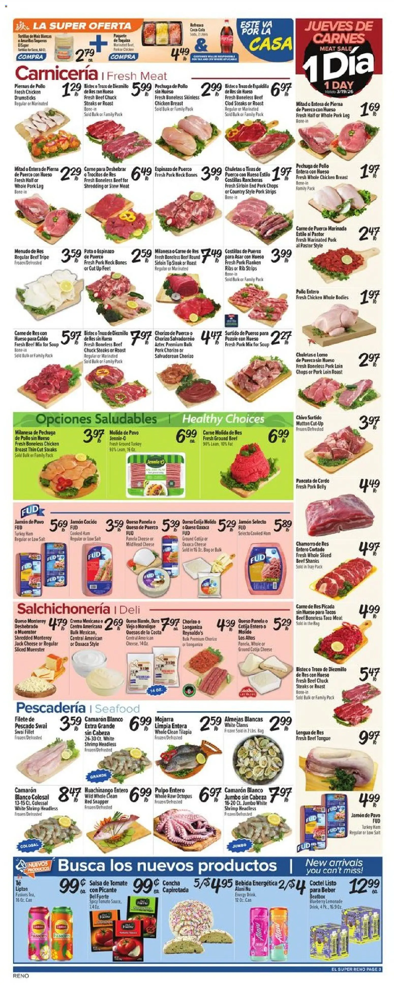 El Super Weekly Ad - valid from 18.03.2026 | Page: 3 | Products: Cheese, Pork, Beef, Bag