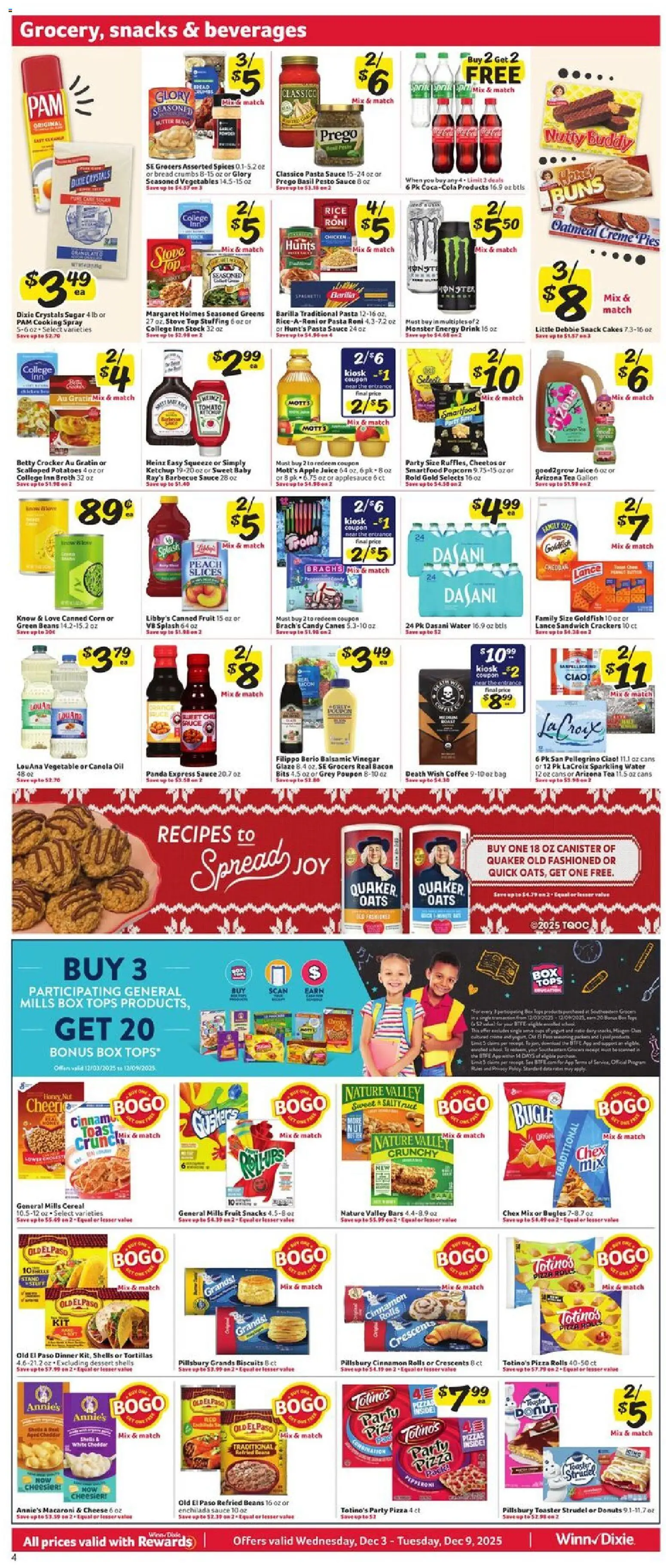 Winn Dixie Weekly Ad - valid from 03.12.2025 | Page: 4 | Products: Pizza, Tea, Peach, Stove
