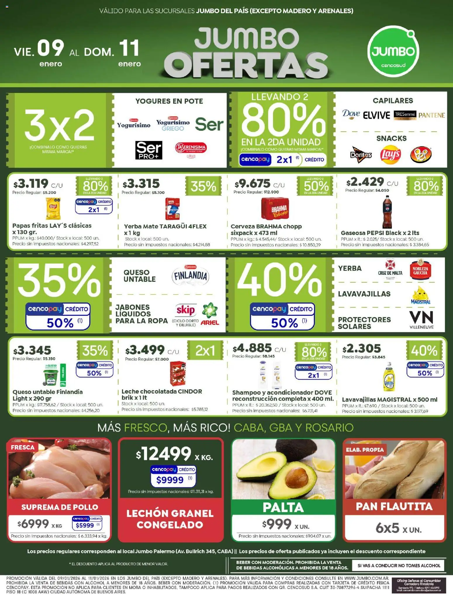 Jumbo ofertas │ válido desde el 09.01.2026 | Página: 1 | Productos: Teléfono, Yerba, Gaseosa, Cerveza