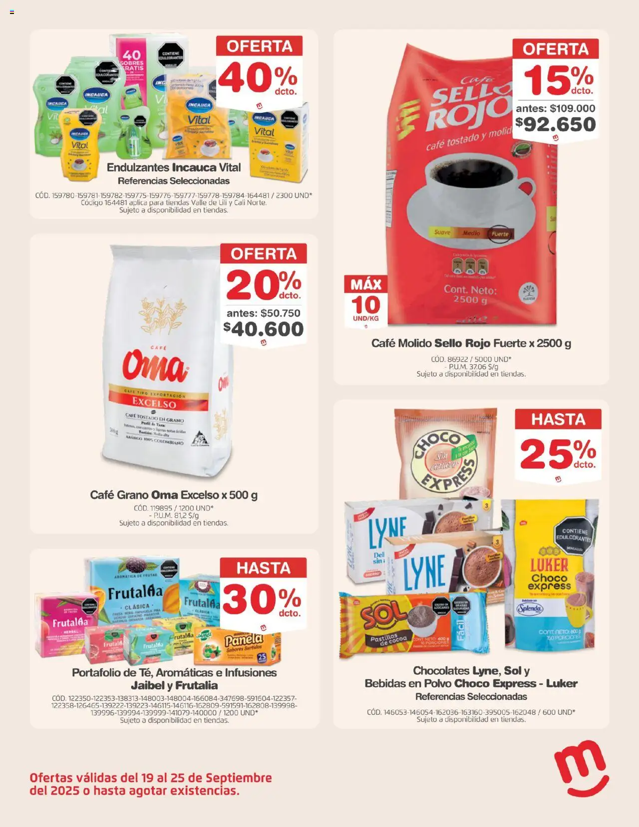 Makro revista - valida desde el 19.09.2025 | Página: 19 | Productos: Té, Chocolates, Uchuva, Durazno