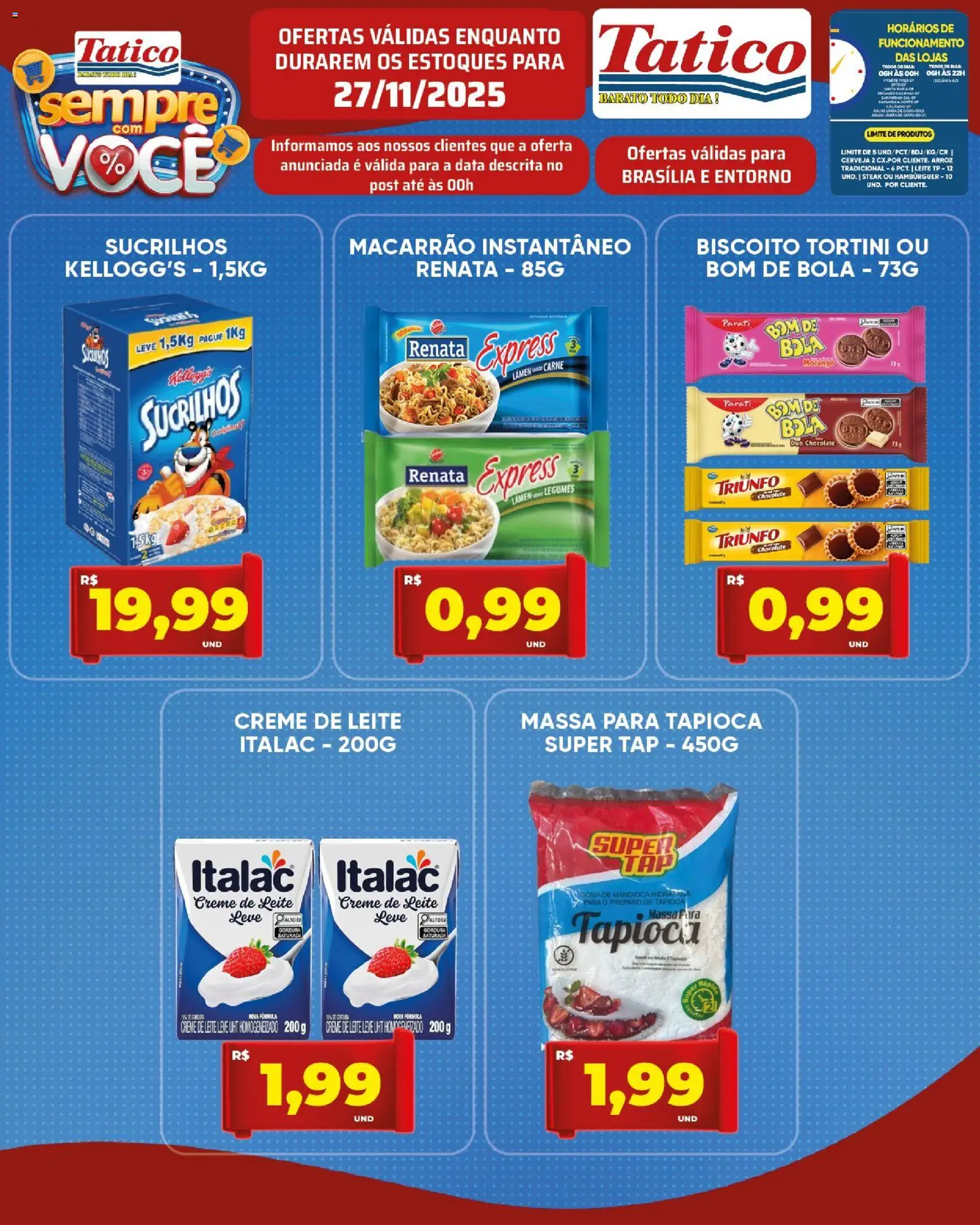 Tatico Folheto - válido de 28.11.2025 | Página: 30 | Produtos: Tapioca, Leite, Macarrão, Macarrão instantâneo