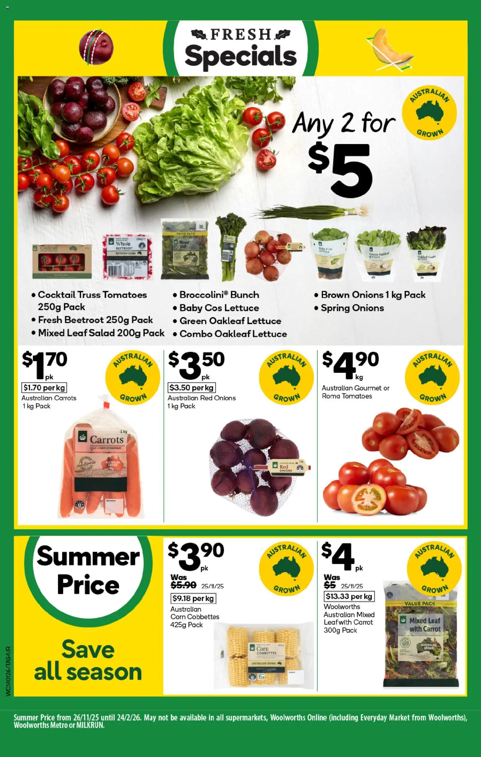 Woolworths catalogue - valid from 14.01.2026 | Page: 4 | Products: Carrots, Salad, Onions, Beetroot
