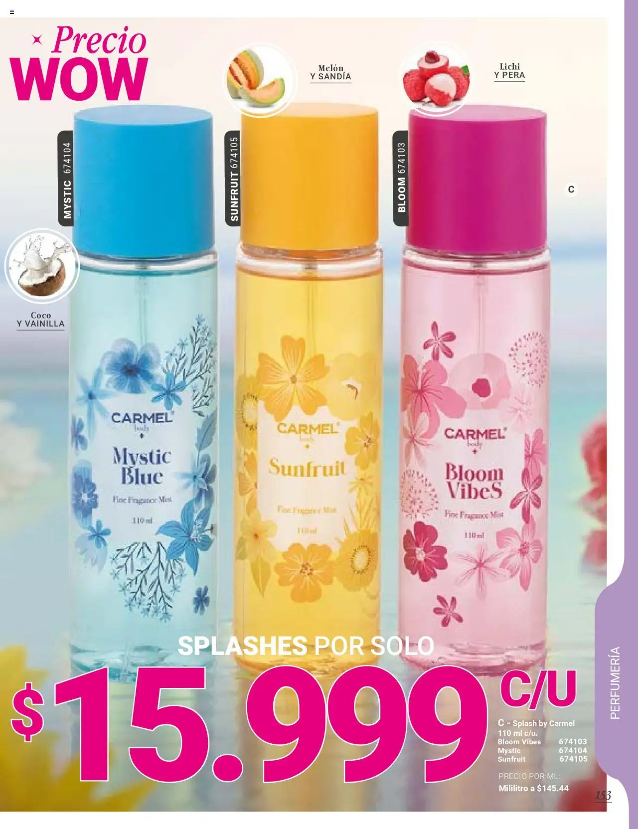 Carmel revista - valida desde el 01.09.2025 | Página: 156 | Productos: Body, Melón, Coco, Pera