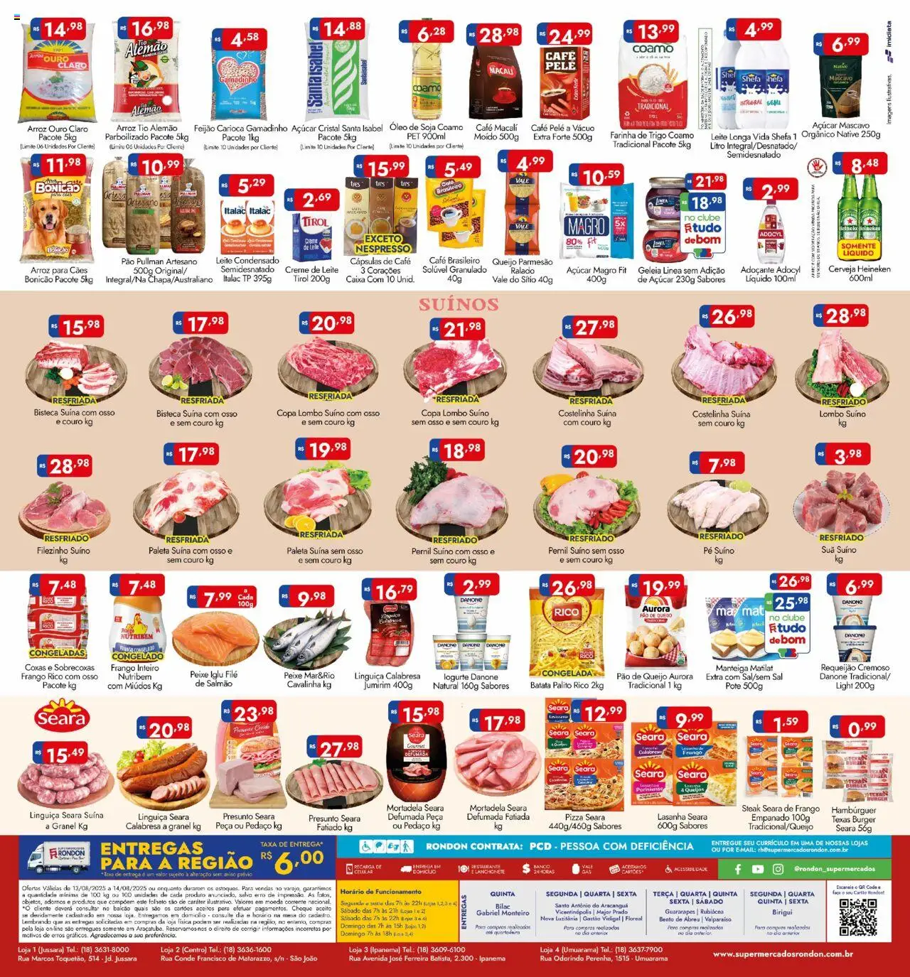 Supermercados Rondon Folheto - válido de 13.08.2025 | Página: 2 | Produtos: Leite, Mortadela, Peixe, Leite condensado