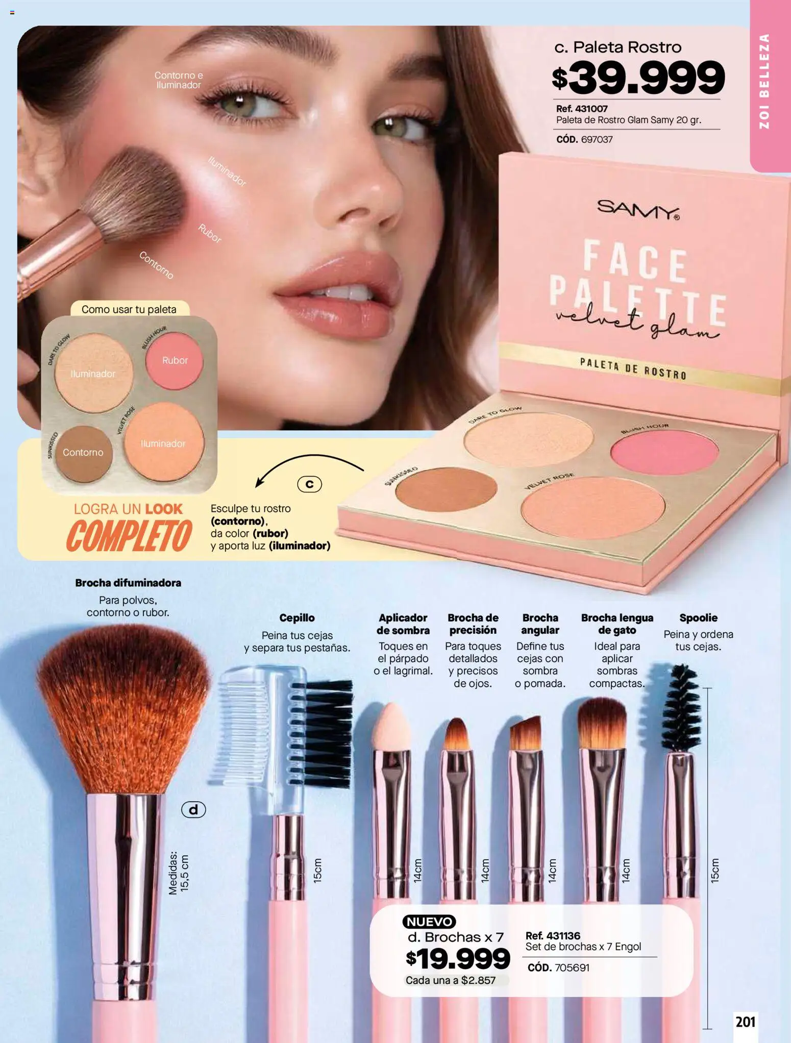 Carmel revista - valida desde el 01.04.2026 | Página: 201 | Productos: Iluminador, Rubor, Brocha, Cepillo