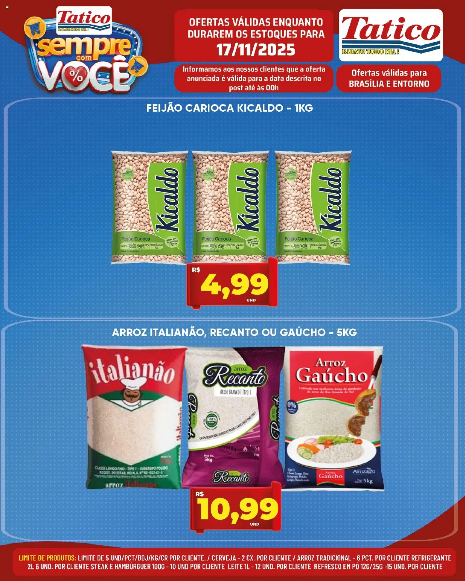 Tatico Folheto - válido de 17.11.2025 | Página: 1 | Produtos: Feijão, Pó, Leite, Hambúrguer