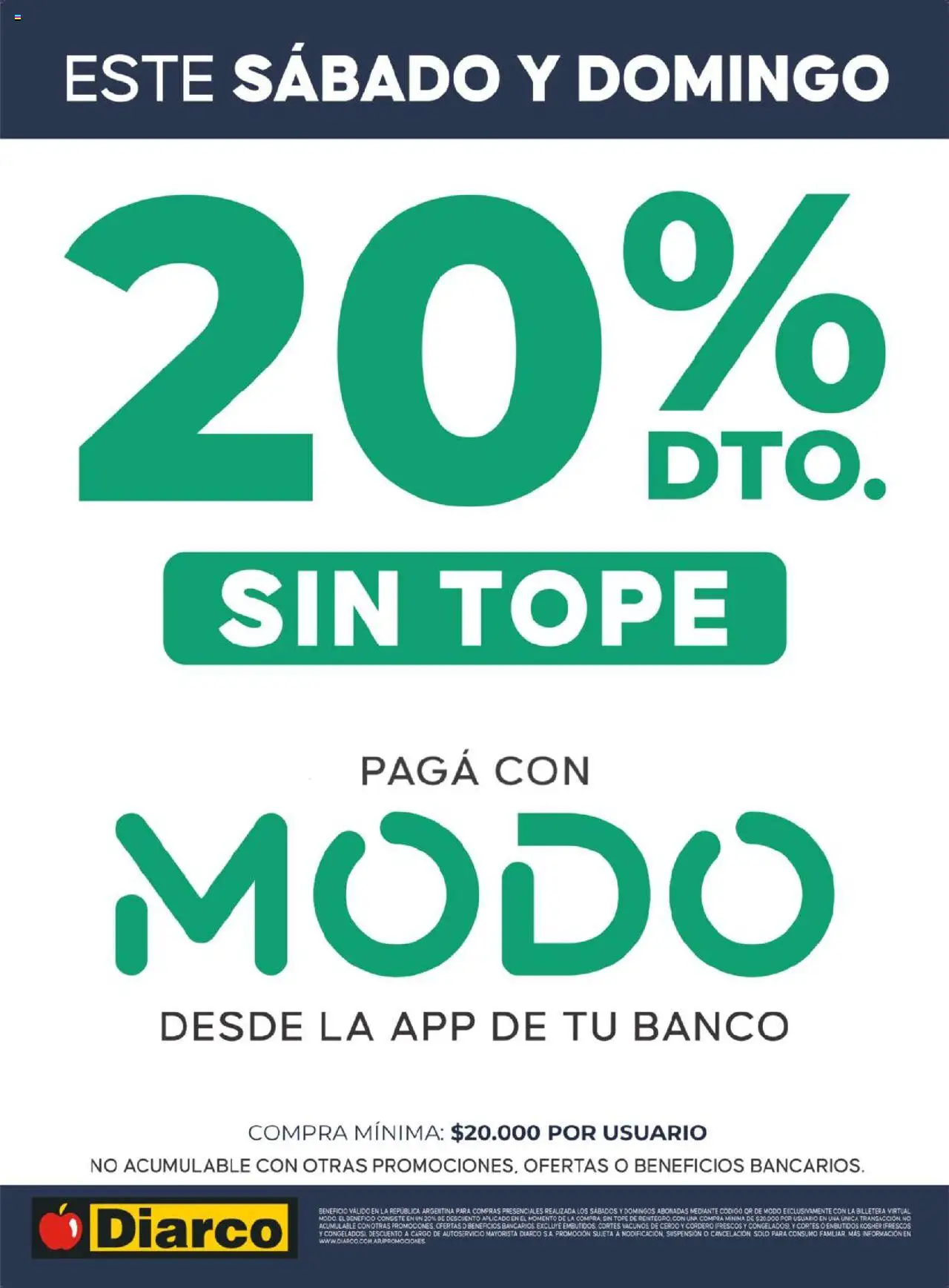 Diarco - 20% Off Con Modo │ válido desde el 13.09.2025 | Página: 1 | Productos: Banco, Cerdo, Billetera