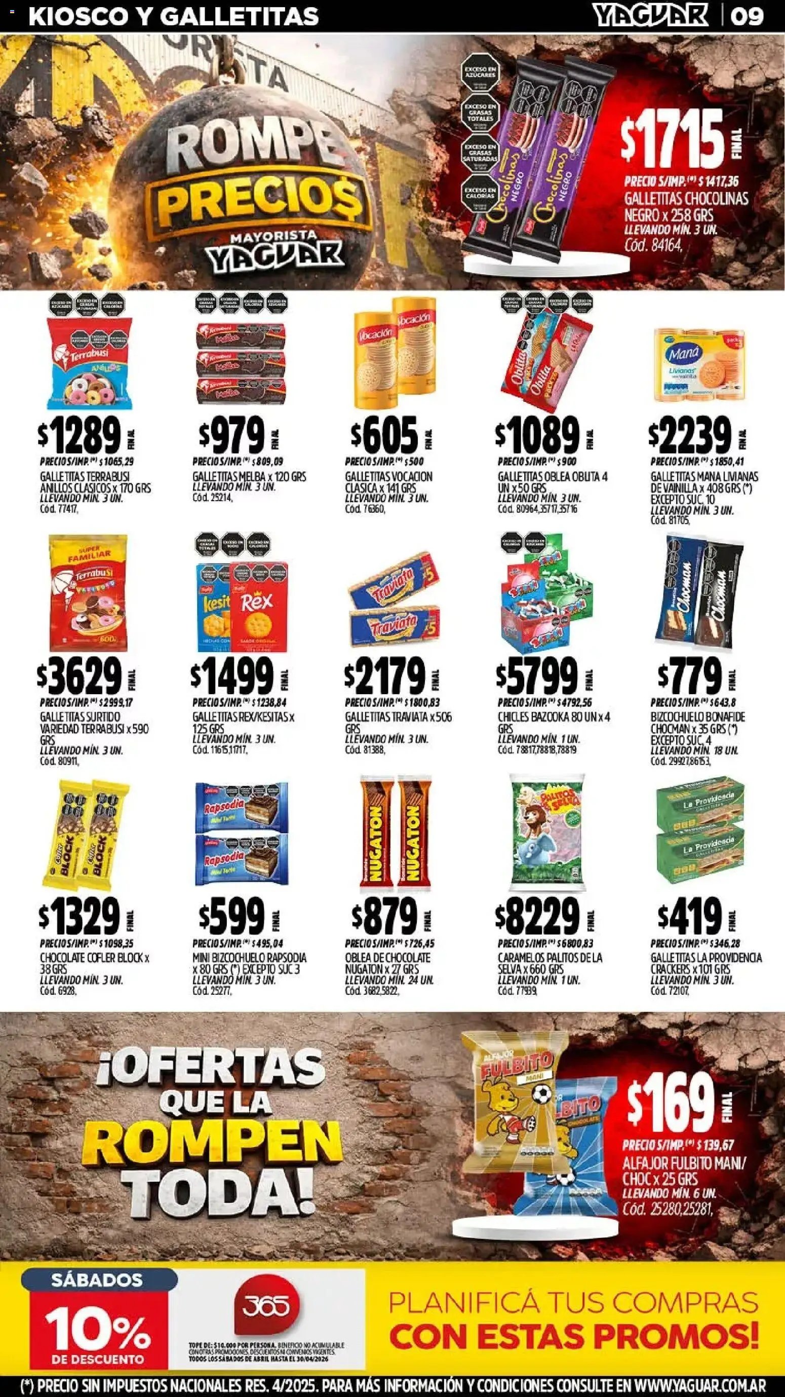 Yaguar - Oferta Semanal Santa Fé │ válido desde el 13.04.2026 | Página: 9 | Productos: Chicles, Mani, Chocolate, Alfajor