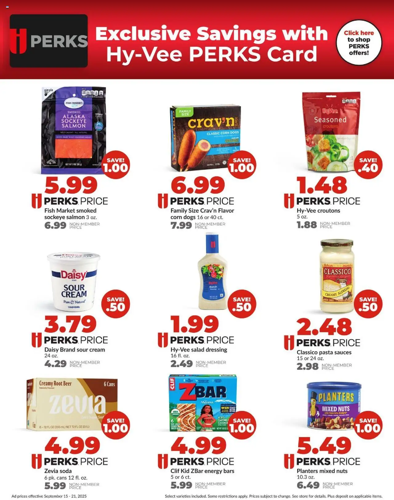 HyVee Weekly Ad - valid from 15.09.2025 | Page: 4 | Products: Beer, Fish, Cream, Salad