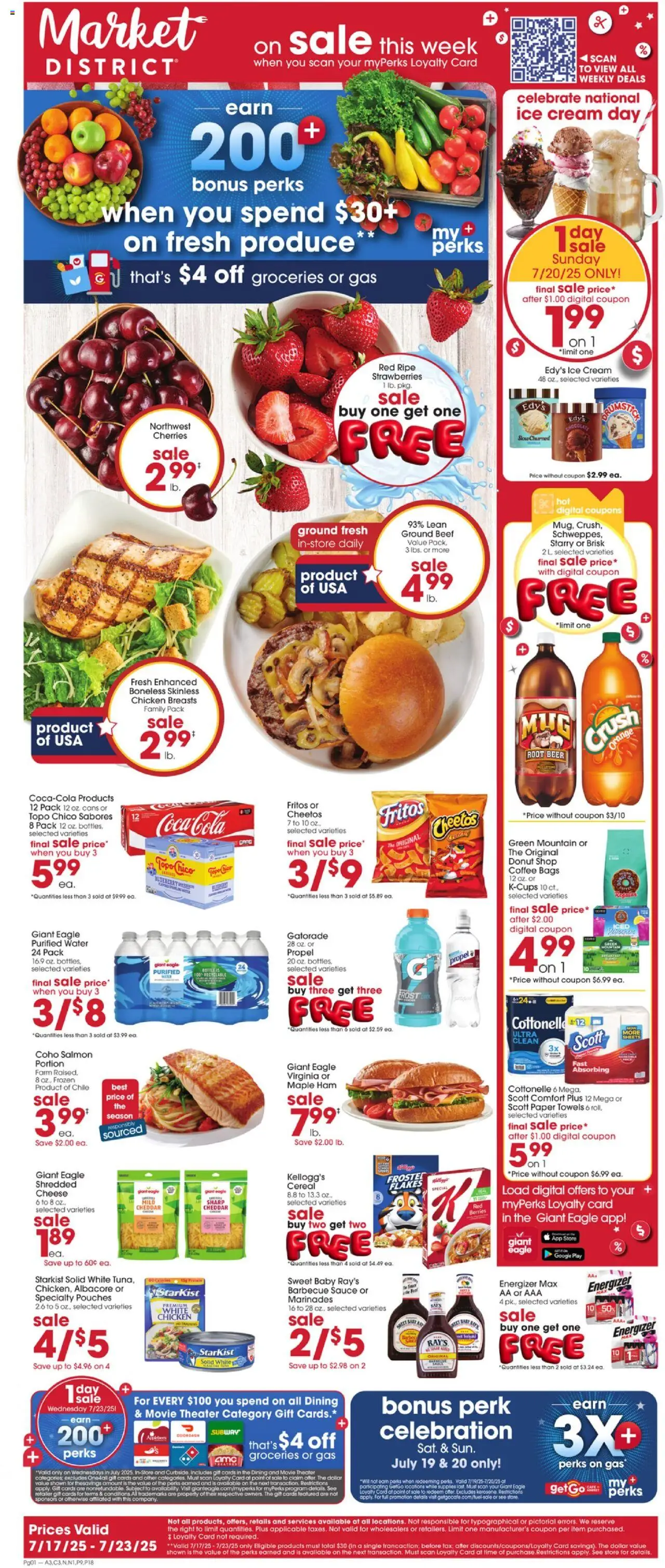 Giant Eagle - Weekly Sale - valid from 17.07.2025 | Page: 1 | Products: Strawberries, Cream, Ice cream, Sauce