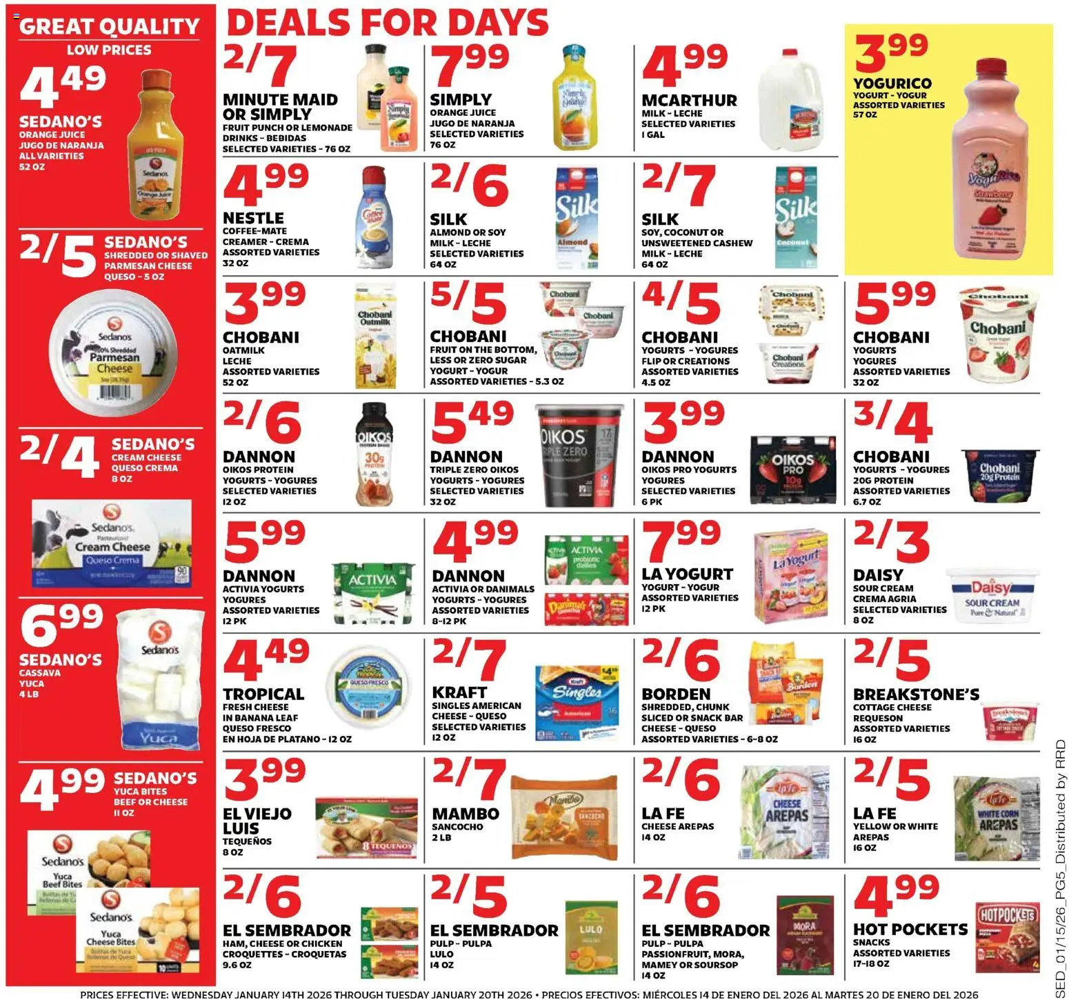 Sedano's Weekly Ad - valid from 14.01.2026 | Page: 5 | Products: Milk, Cheese, Sour cream, Beef
