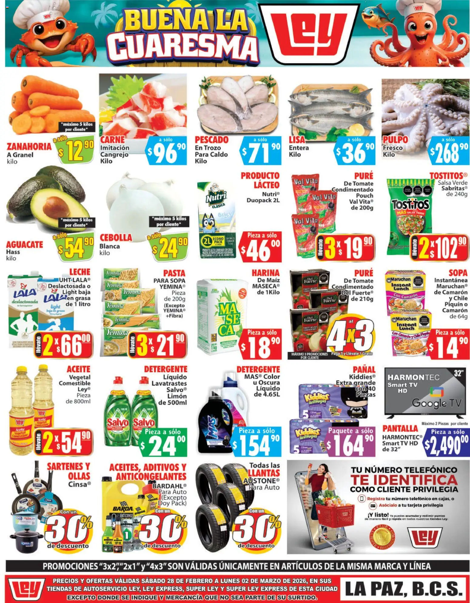 Nuevas ofertas de Casa Ley válidas en toda la República Mexicana desde el 28.02.2026. ¡Encuentra las mejores ofertas en  Casa Ley folleto Autoservicio! | Página: 2 | Productos: Leche, Aguacate, Pasta, Zanahoria