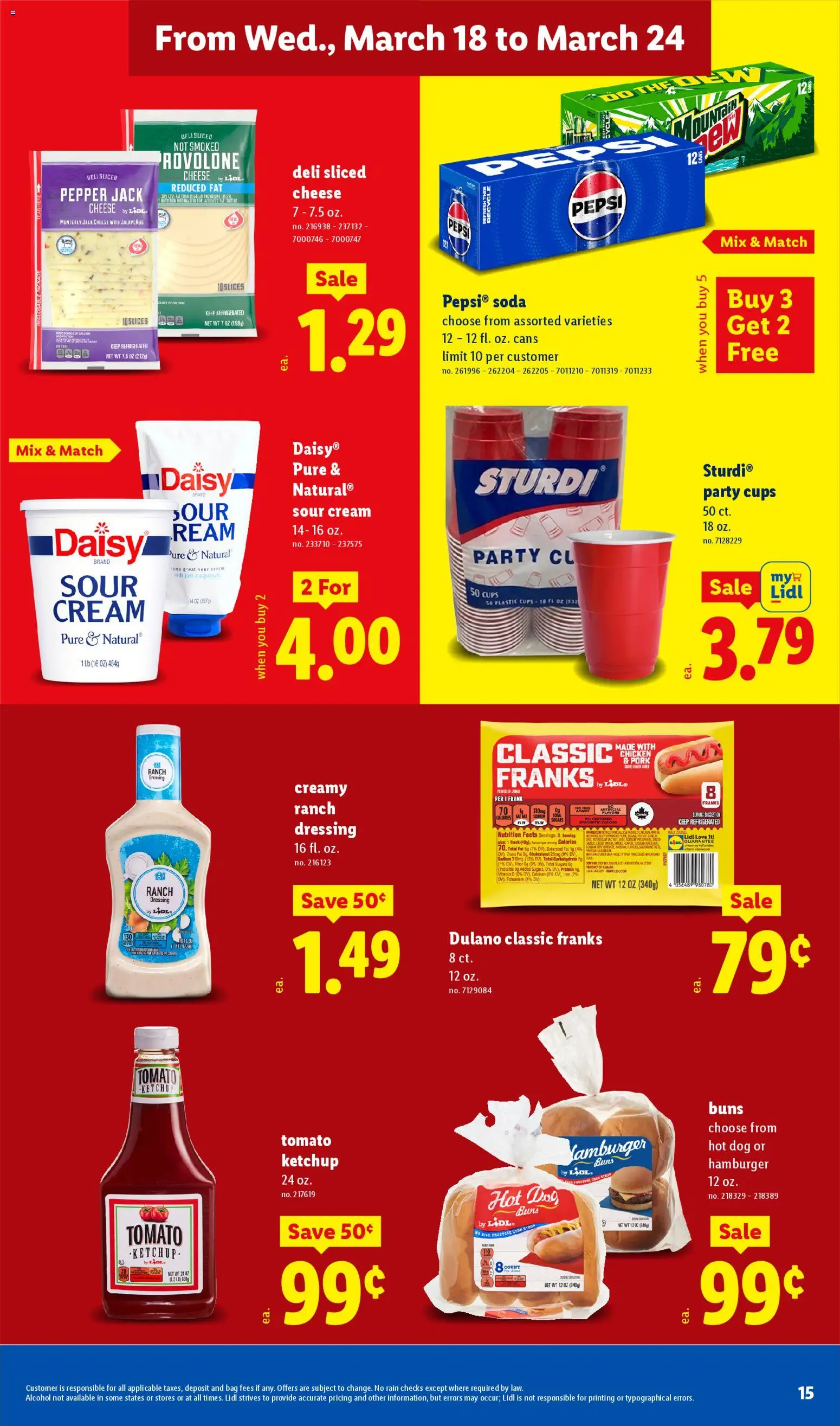 Lidl Weekly Ad - valid from 18.03.2026 | Page: 15 | Products: Corn, Cheese, Sour cream, Ketchup