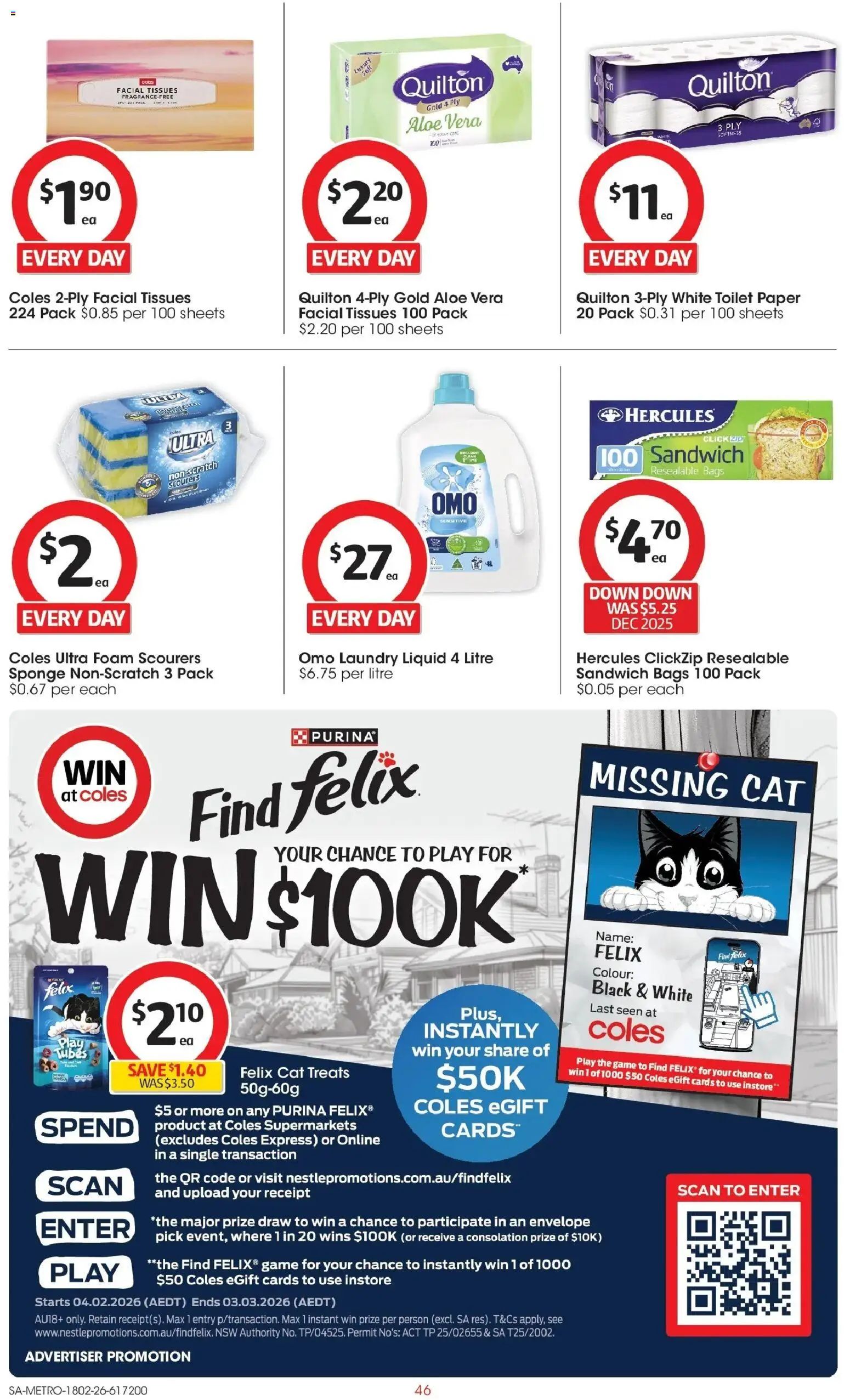 Coles catalogue - valid from 18.02.2026 | Page: 46 | Products: Toilet, Sponge, Game, Tissues