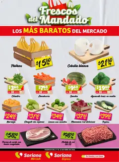 Vista previa de Soriana Frescos del Mandado Mercado: Ags, Nay, Jal, Qro, Col, Mich, Gto, Hgo, Tlax, Mor, Pue, Gro, Oax, Edo. de Mex, CDMX, Zac y, nuevo folleto de la tienda, válido en México a partir del 21.04.2026