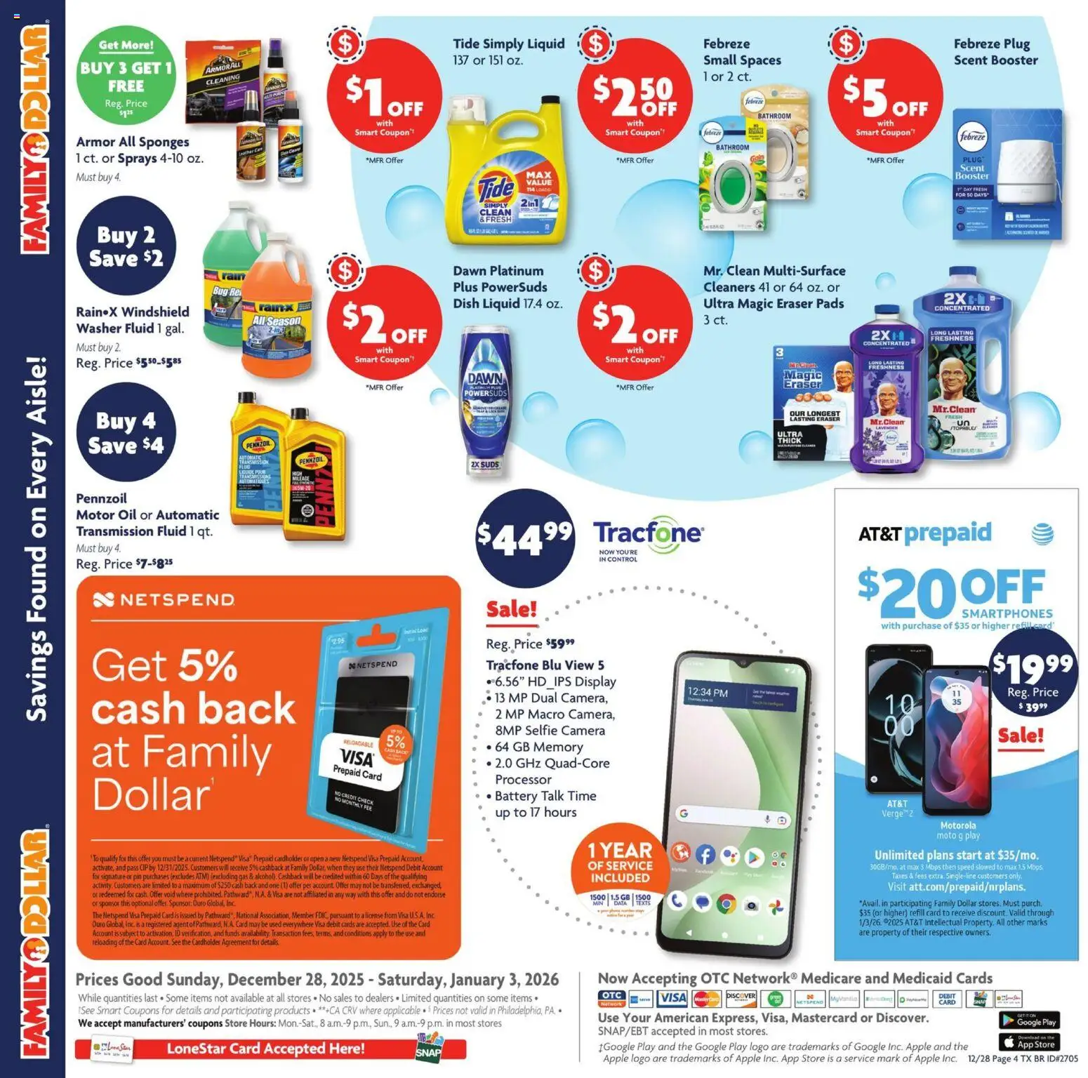 Family Dollar Current Ad - TX - valid from 28.12.2025 | Page: 9 | Products: Pin, Windshield, Motor Oil, Washer