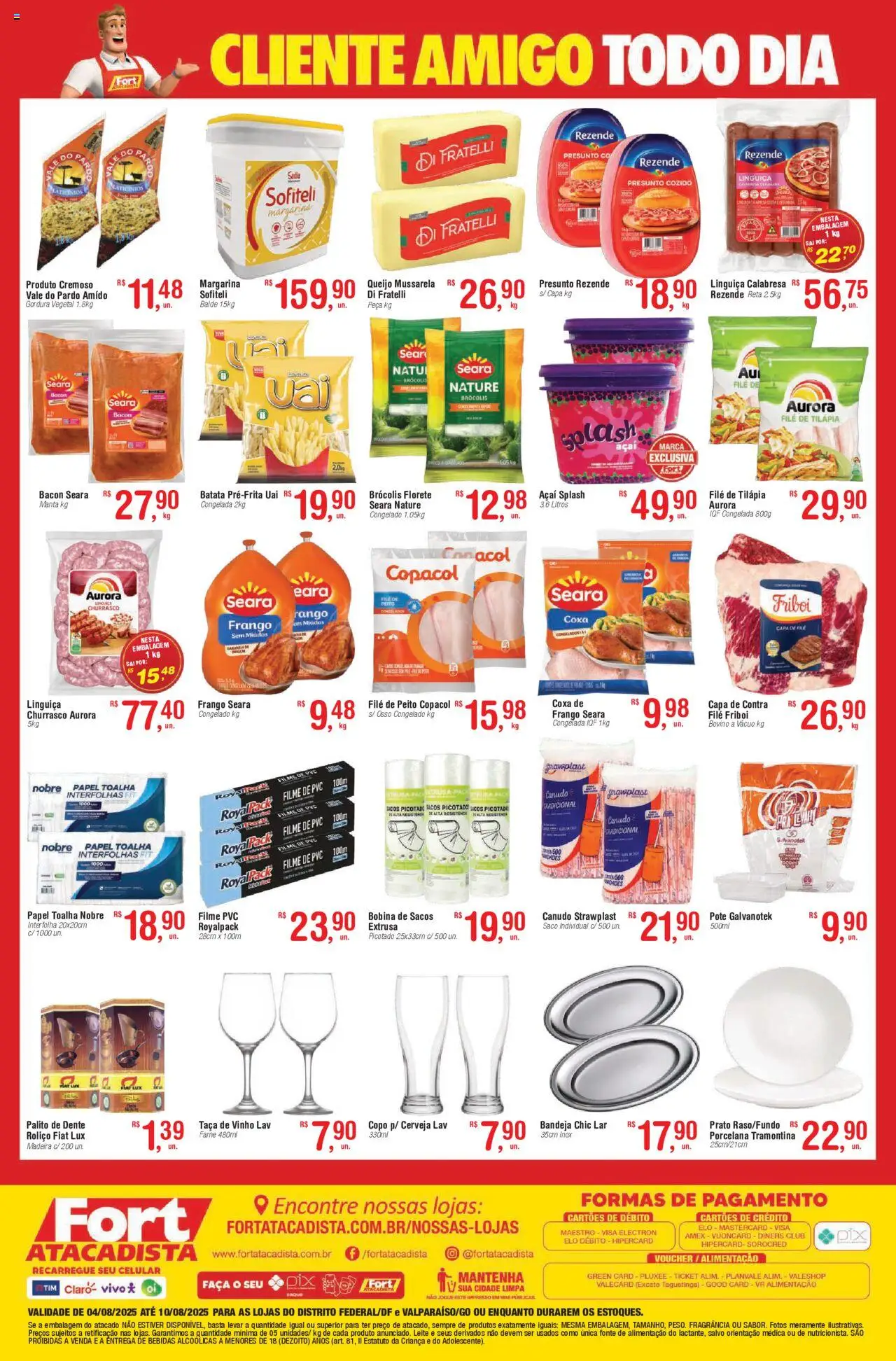 Fort Atacadista Folheto - válido de 04.08.2025 | Página: 2 | Produtos: Celular, Tilápia, Palito de dente, Balde