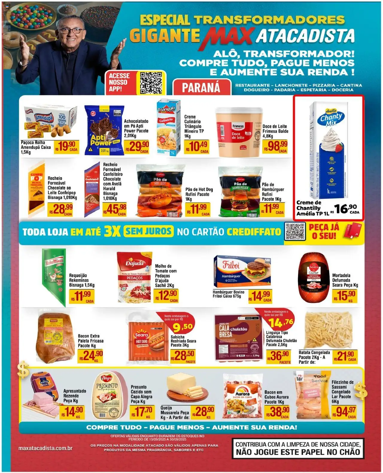 Max Atacadista Folheto - válido de 15.09.2025 | Página: 1 | Produtos: Linguiça, Pão, Presunto, Creme
