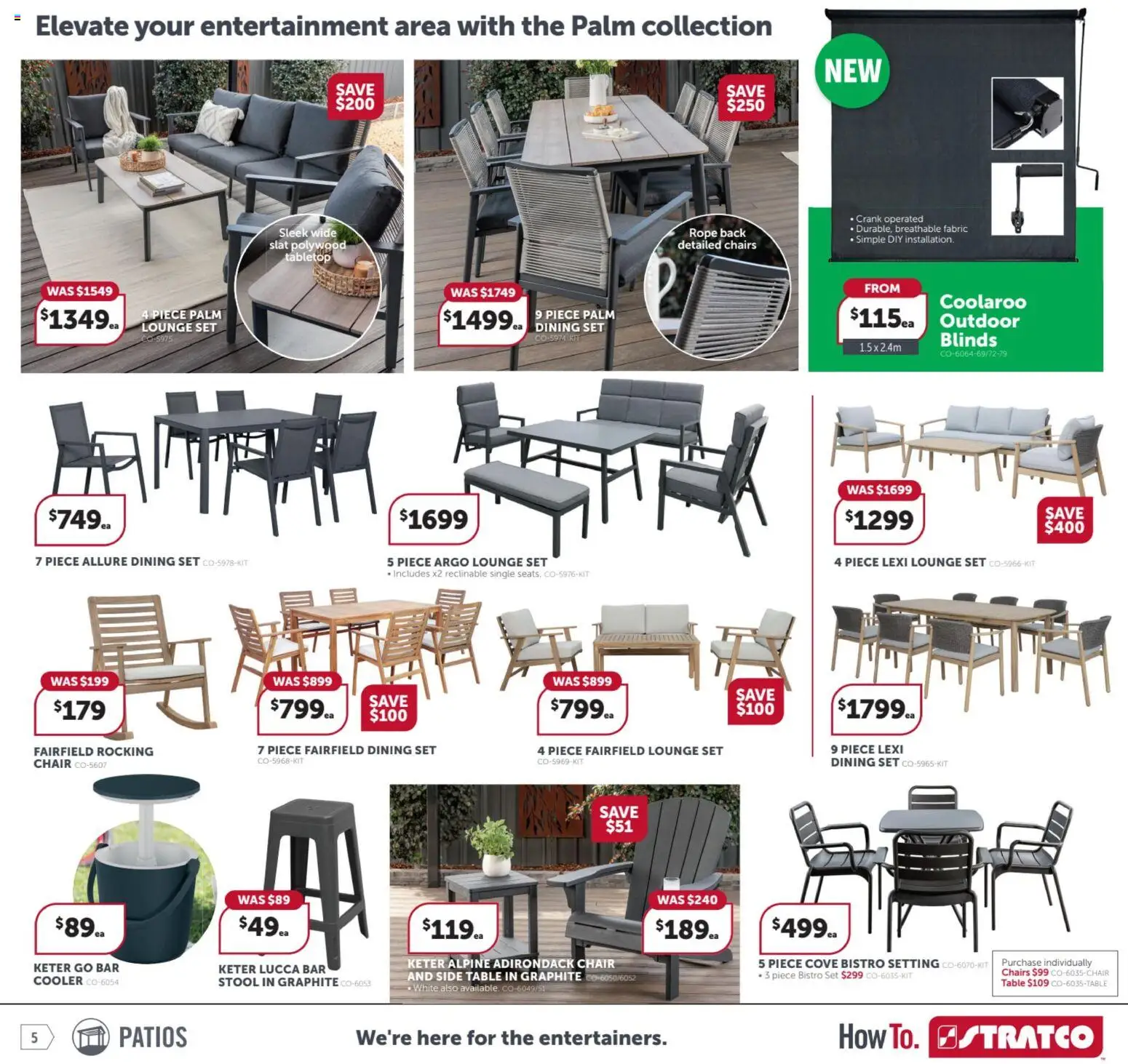 Stratco catalogue - valid from 23.01.2026 | Page: 5 | Products: Table, Chair, Blinds, Stool