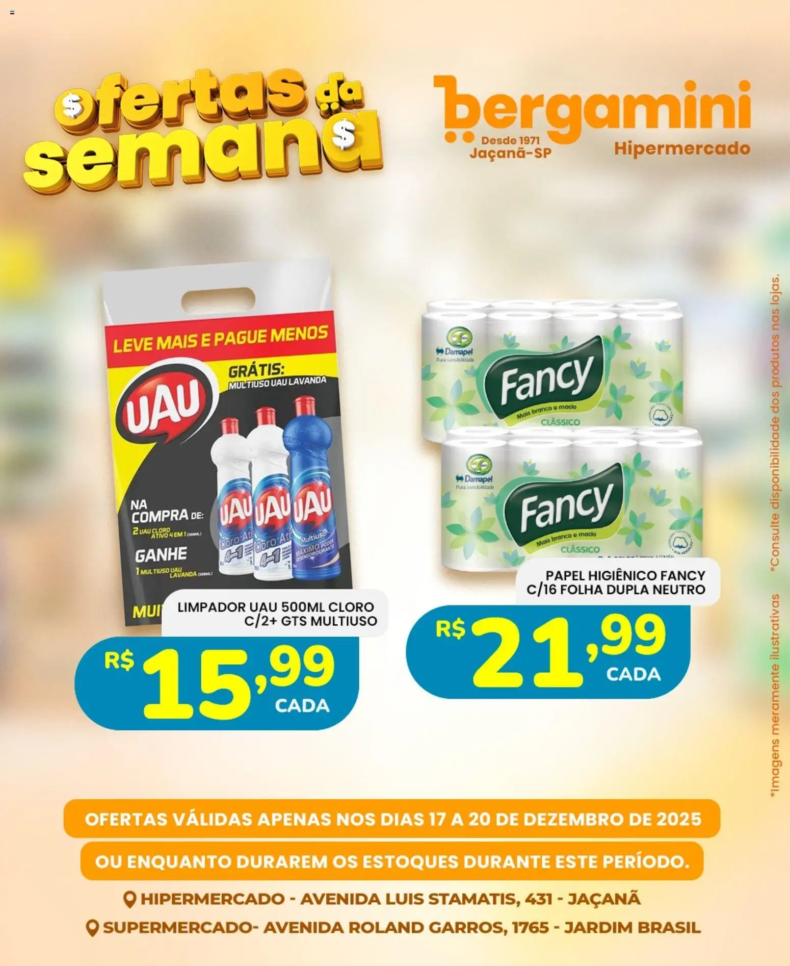 Supermercado Bergamini Folheto - válido de 17.12.2025 | Página: 19 | Produtos: Cloro, Papel higiênico