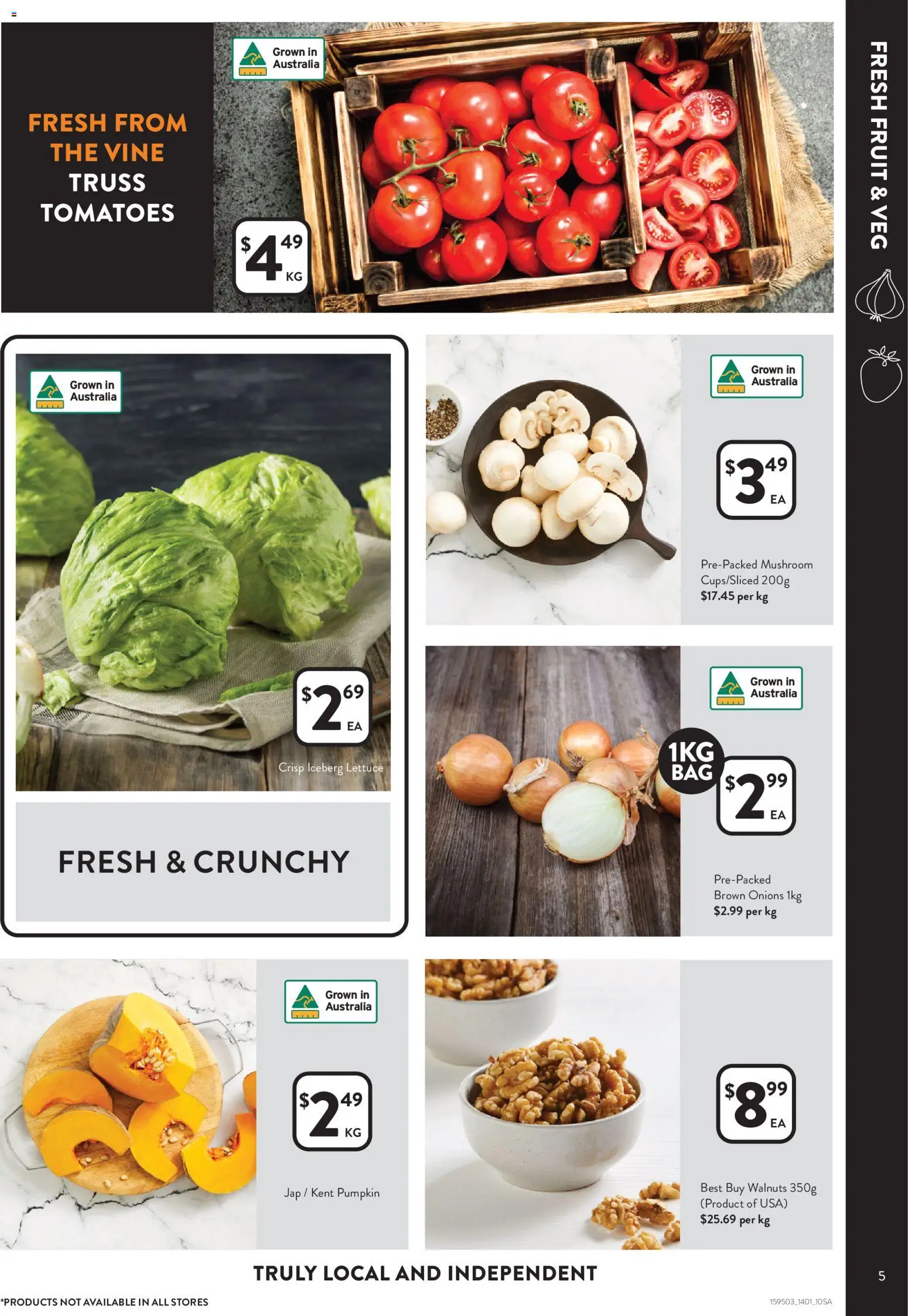 Foodworks catalogue - valid from 14.01.2026 | Page: 5 | Products: Lettuce, Tomatoes, Onions, Pumpkin